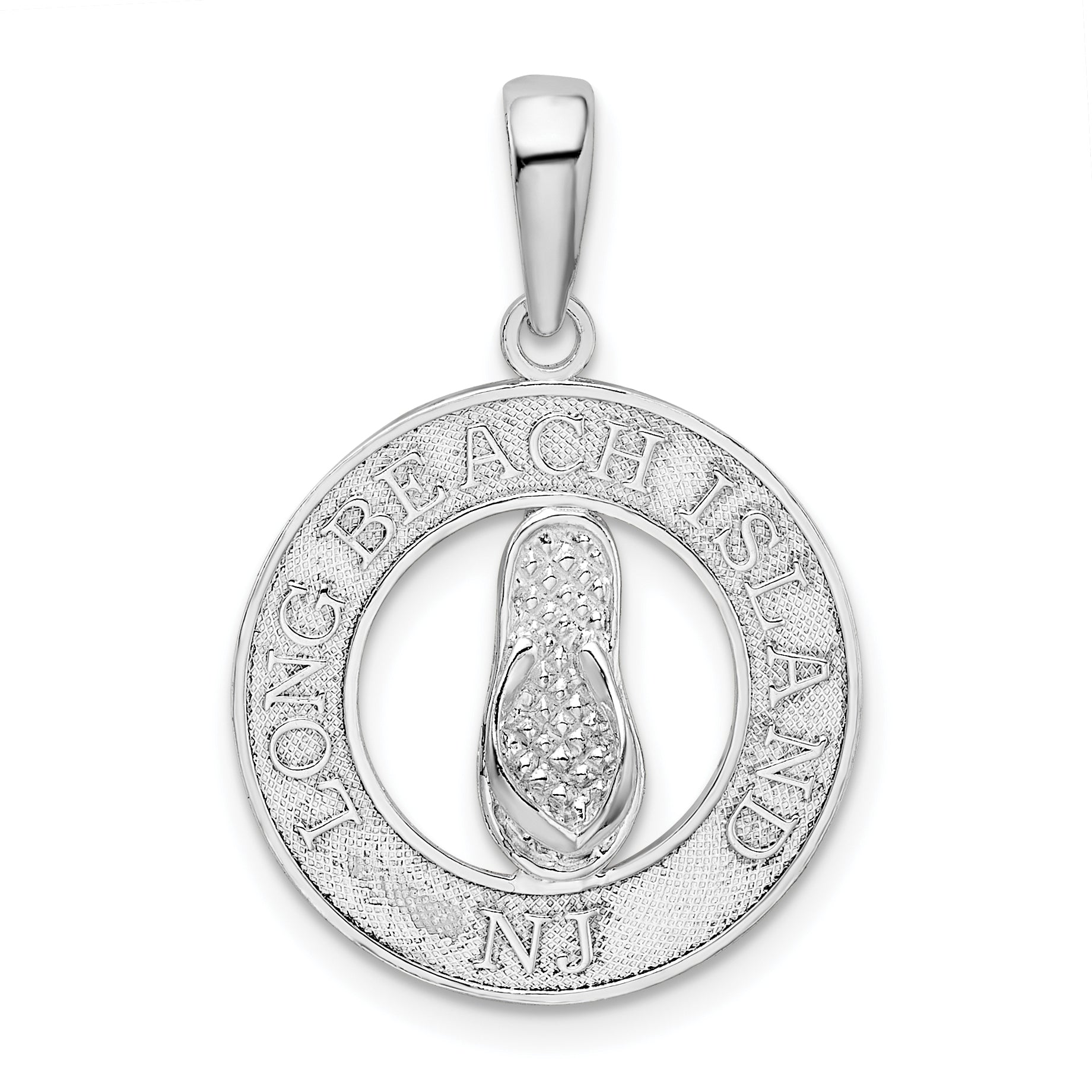 De-Ani Sterling Silver Rhodium-Plated Long Beach Island New Jersey with Flip-flop Pendant Main image