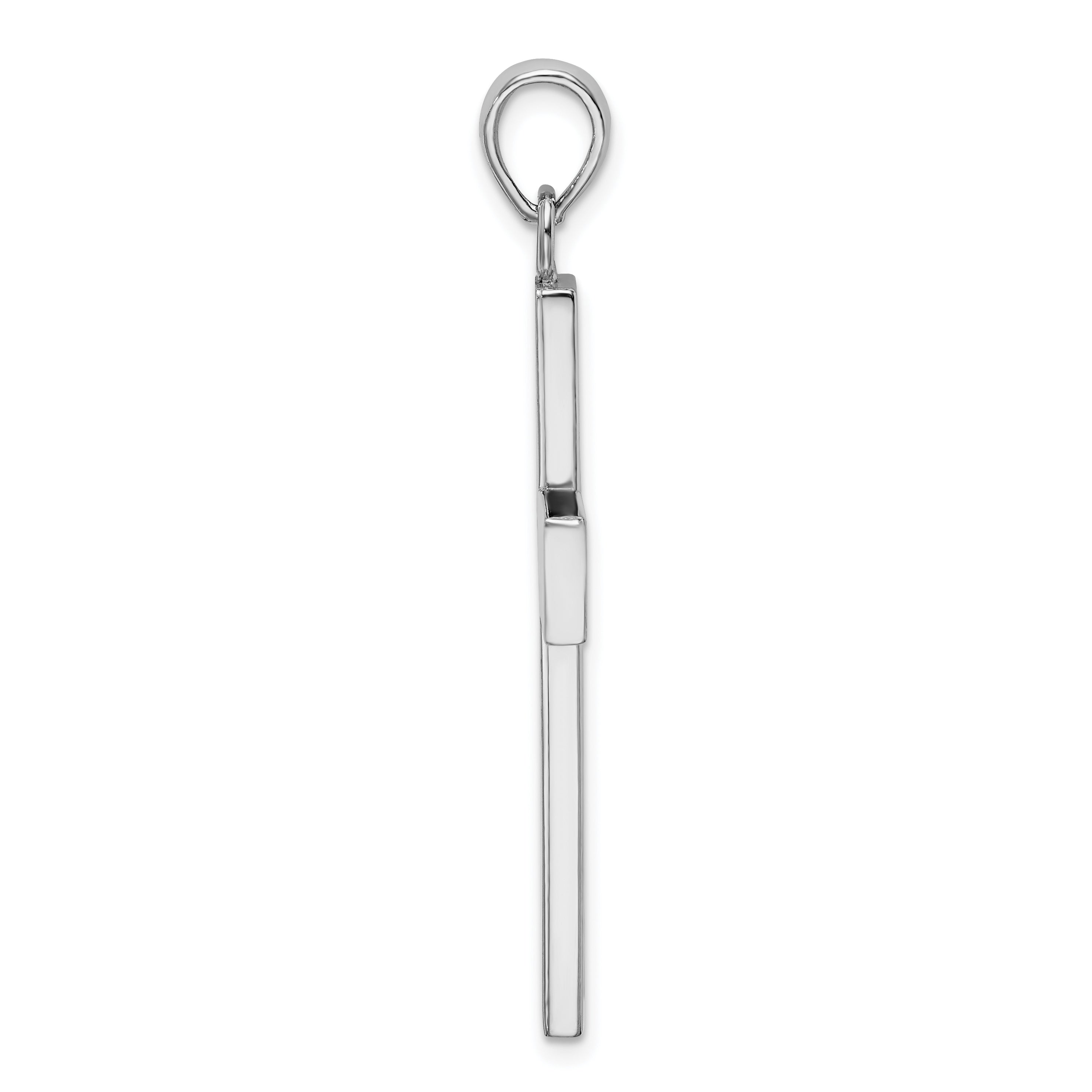 De-Ani Sterling Silver Rhodium-Plated Polished Large Latin Cross Pendant