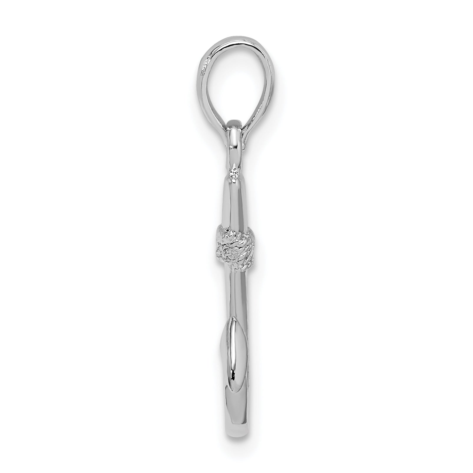 De-Ani Sterling Silver Rhodium-Plated Polished 3D Fish Hook Pendant