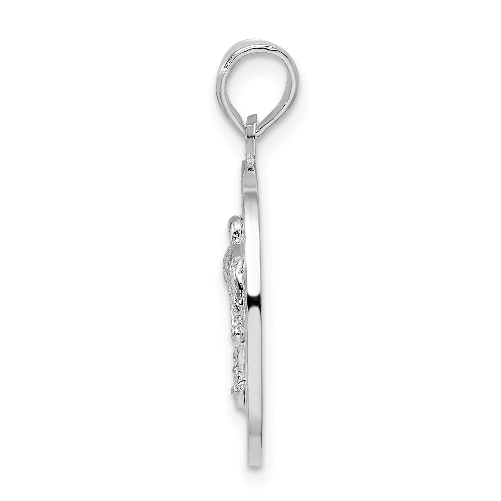 De-Ani Sterling Silver Rhodium-Plated Textured Turks and Caicos with Flamingo Pendant Secondary image