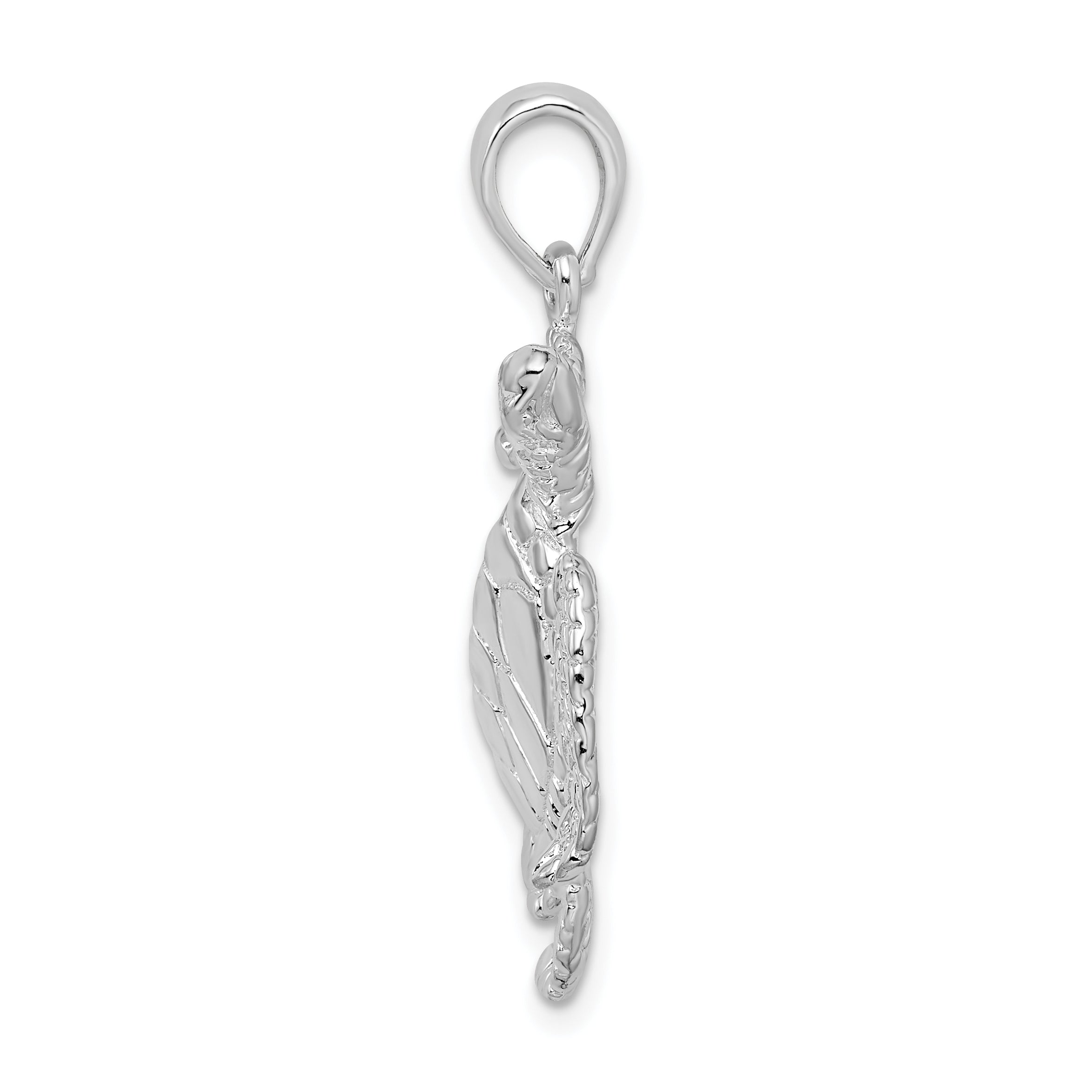 De-Ani Sterling Silver Rhodium-Plated Polished Large Swimming Sea Turtle Pendant Secondary image