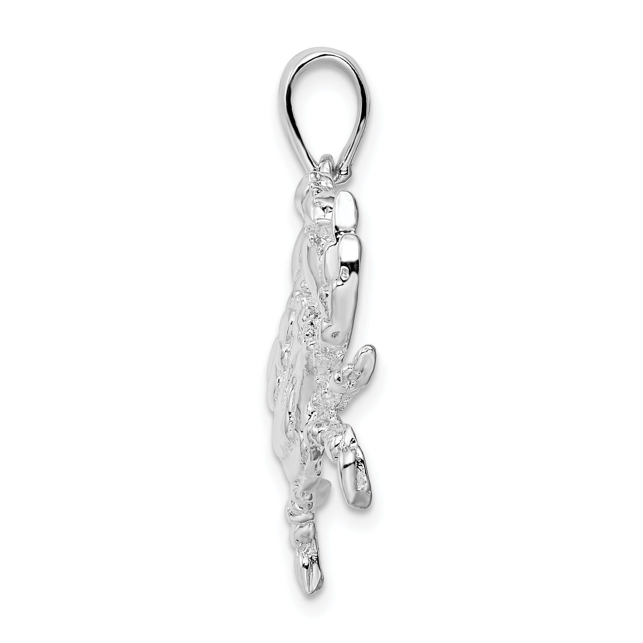 De-Ani Sterling Silver Rhodium-Plated Polished Blue Crab Pendant Secondary image
