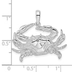 De-Ani Sterling Silver Rhodium-Plated Polished Blue Crab Pendant