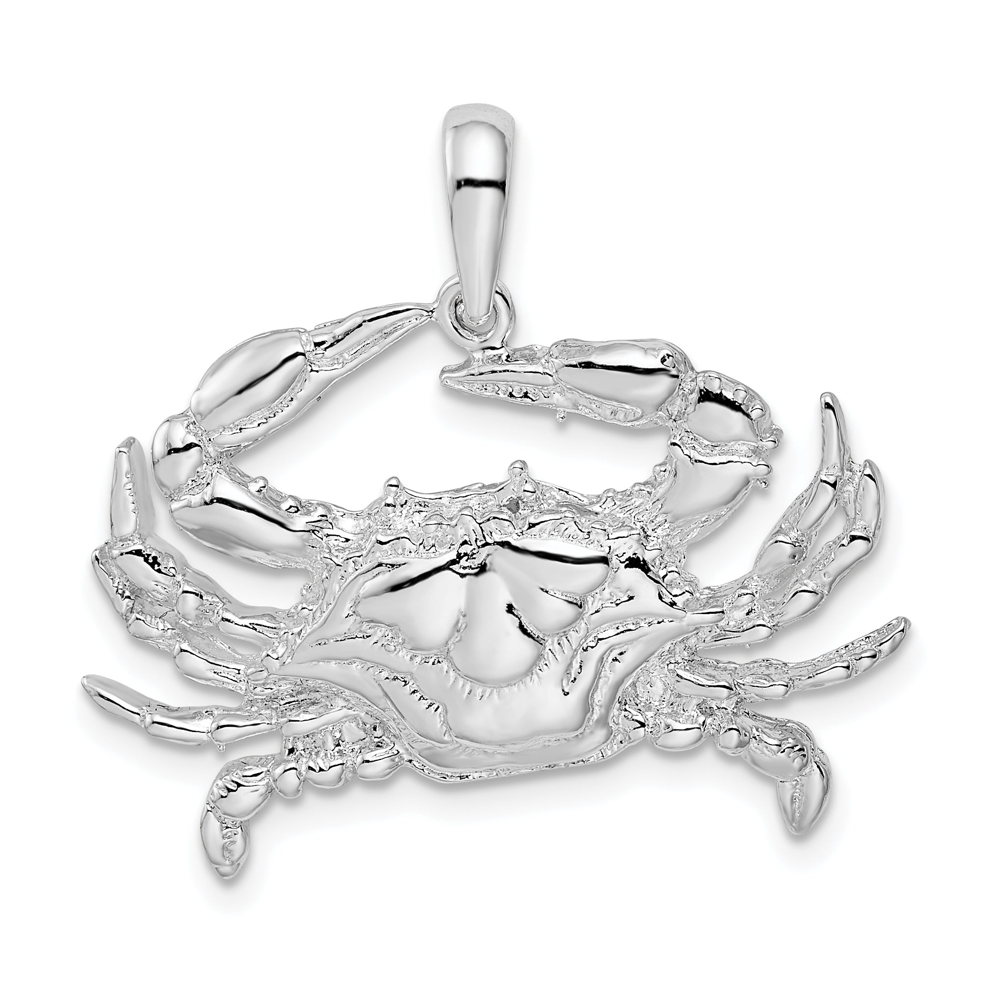 De-Ani Sterling Silver Rhodium-Plated Polished Blue Crab Pendant Main image