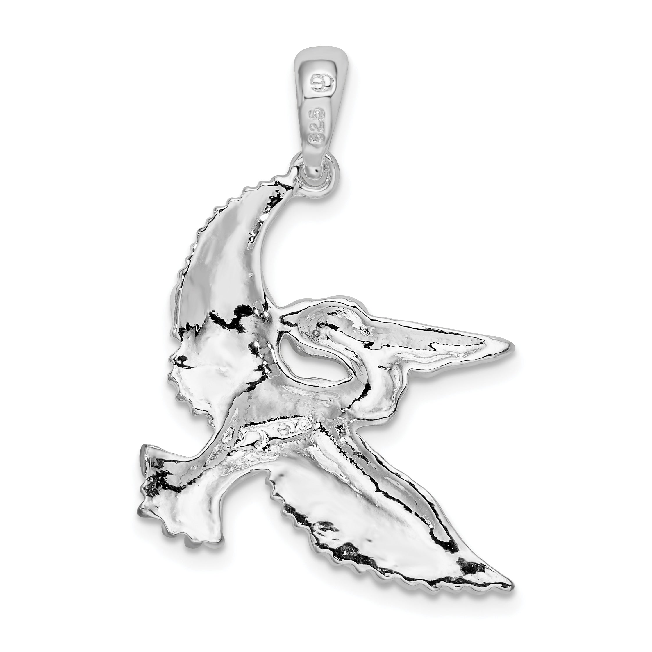 De-Ani Sterling Silver Rhodium-plated Polished Flying Pelican Pendant