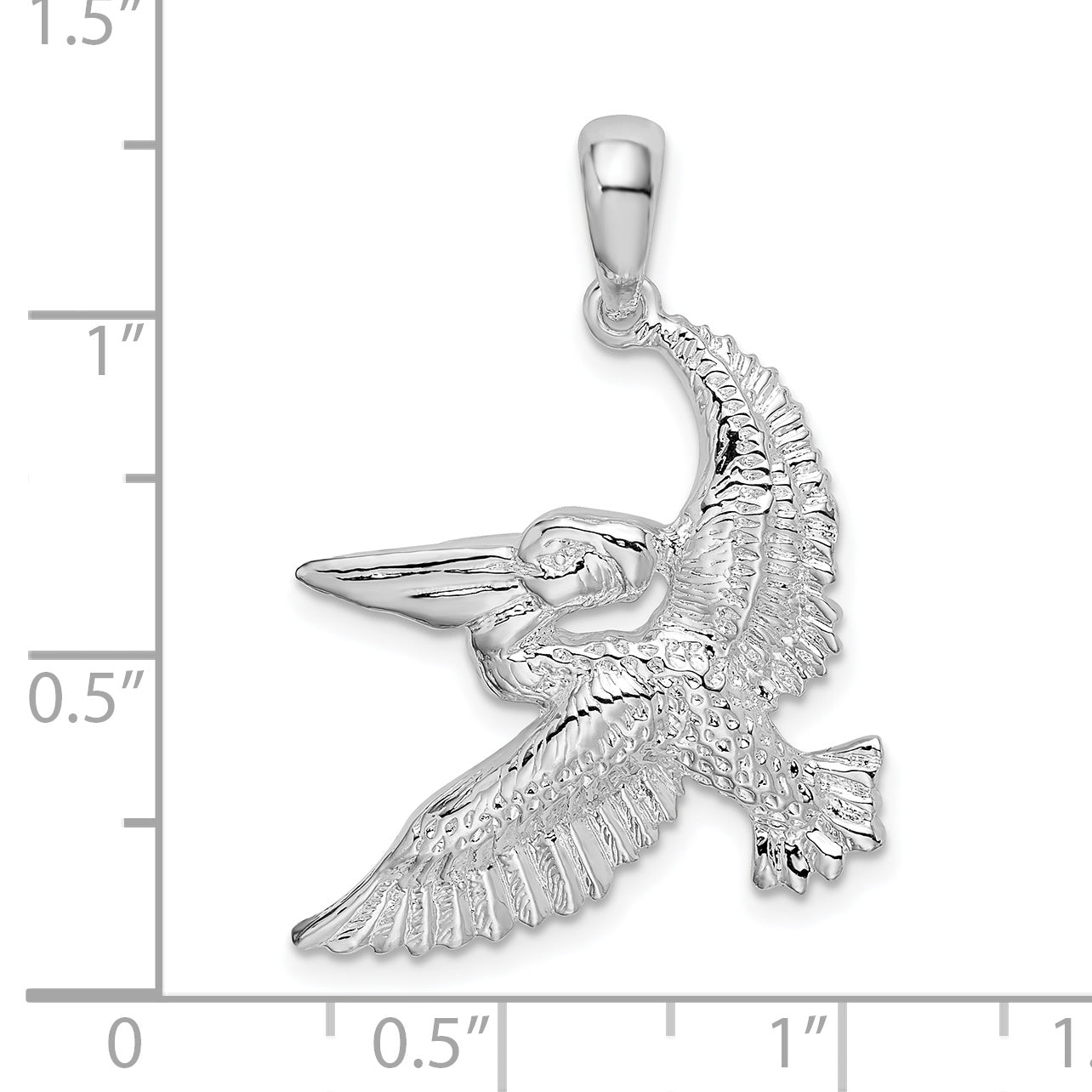 De-Ani Sterling Silver Rhodium-plated Polished Flying Pelican Pendant