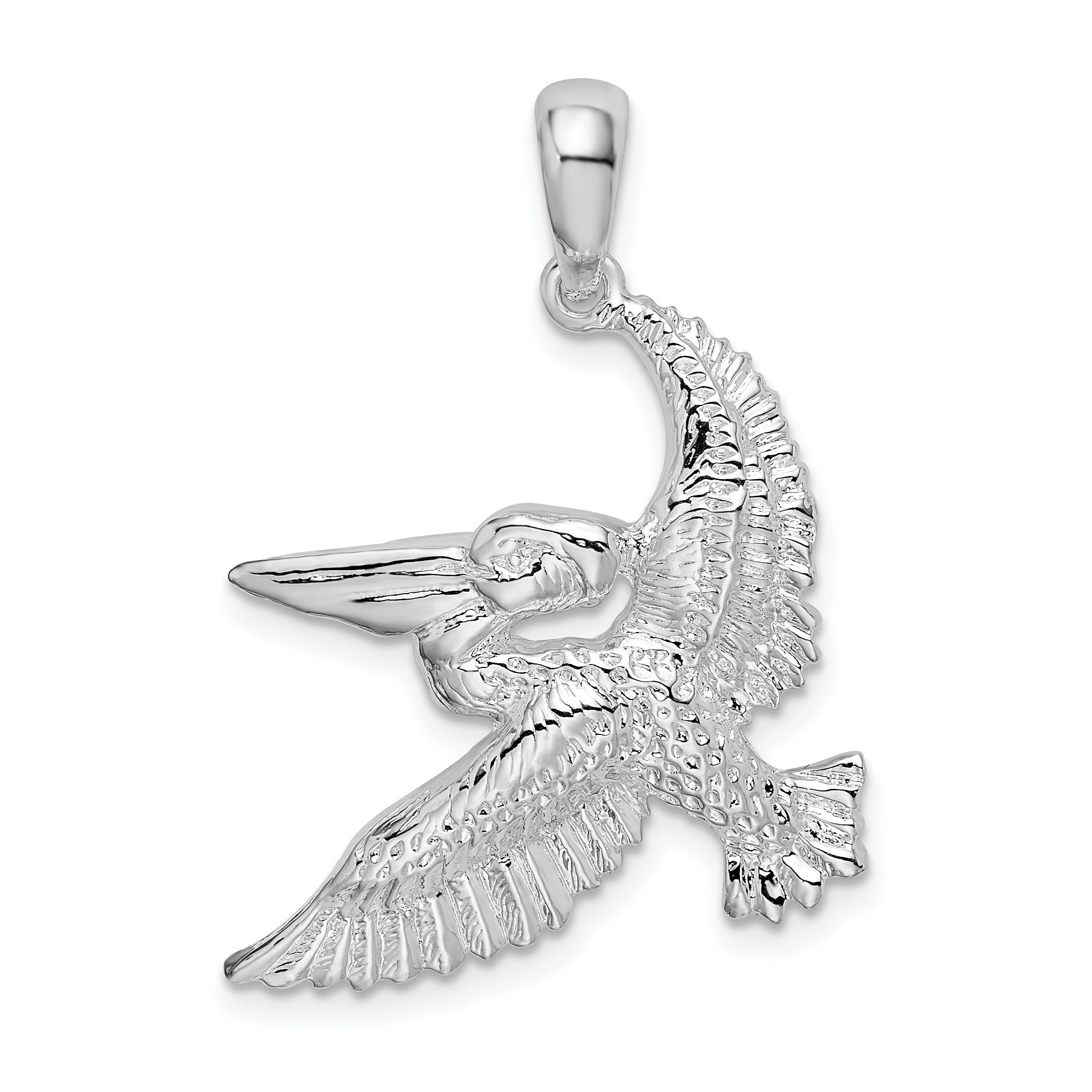 De-Ani Sterling Silver Rhodium-plated Polished Flying Pelican Pendant Main image