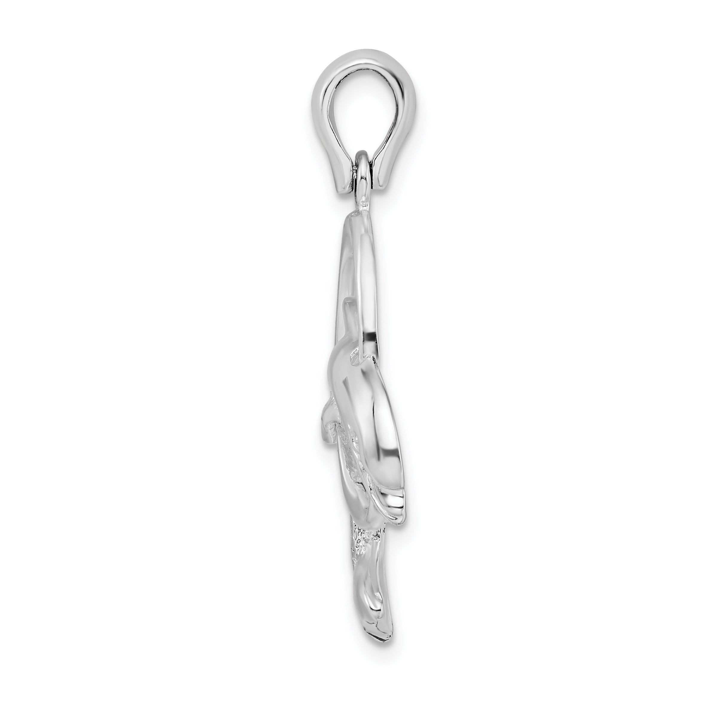 De-Ani Sterling Silver Rhodium-Plated Dolphin Jumping Thru Hoop Pendant Secondary image