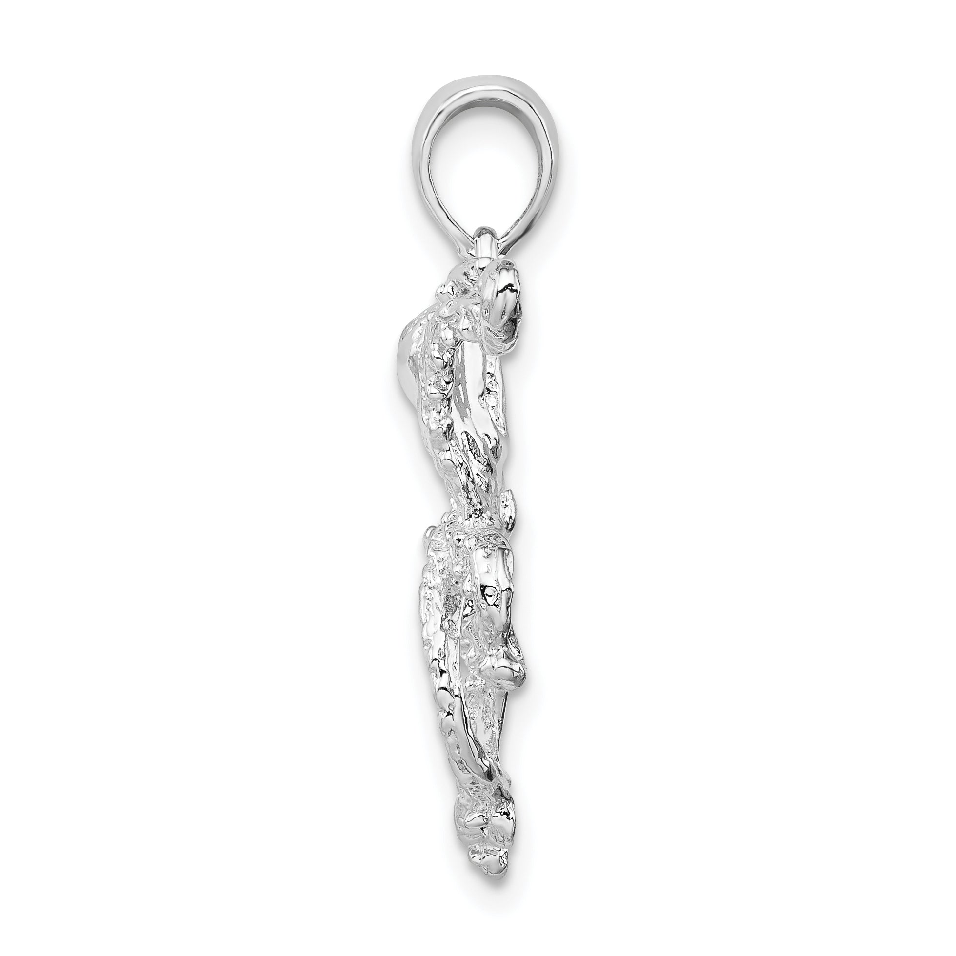 De-Ani Sterling Silver Rhodium-Plated Polished Textured Octopus Pendant Secondary image