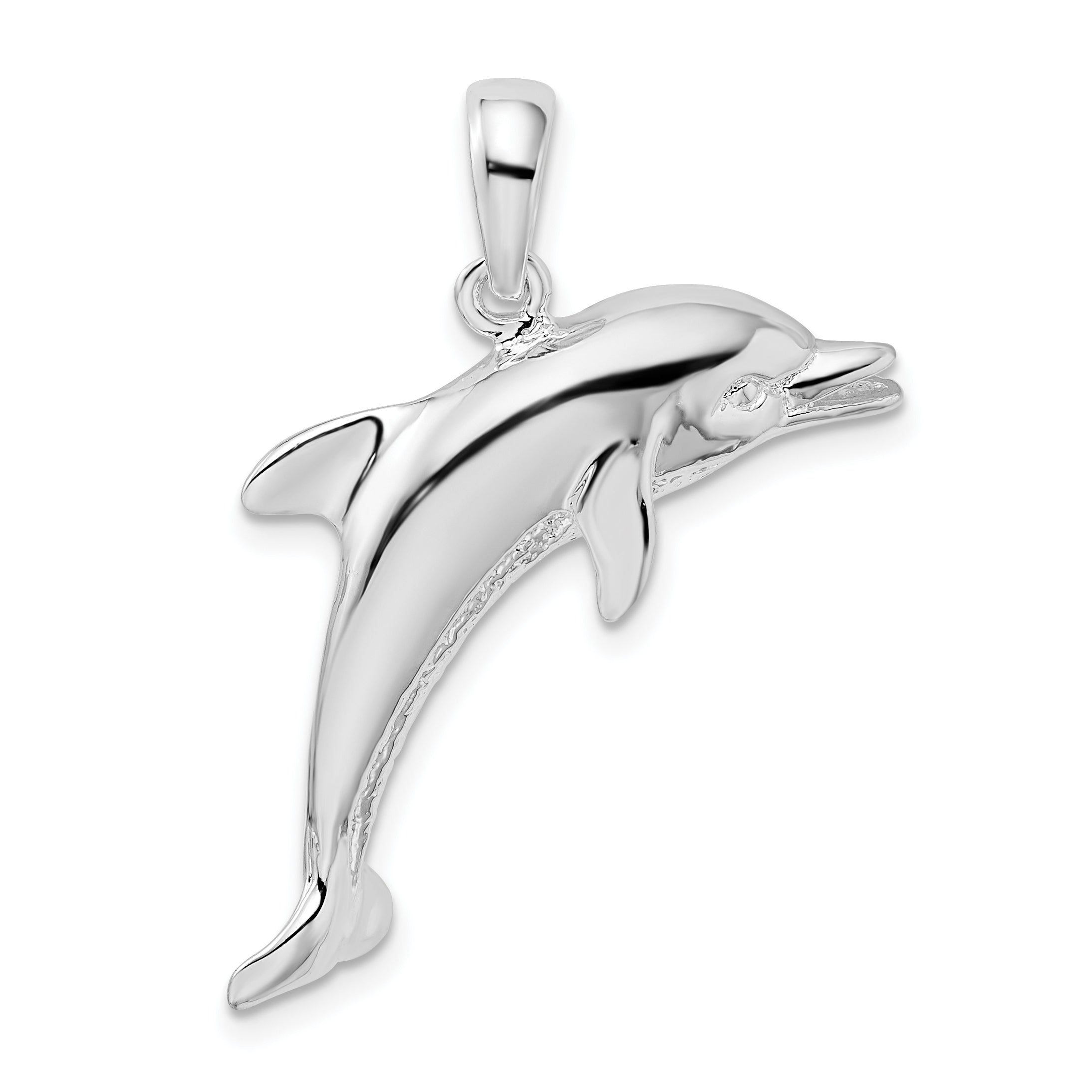 De-Ani Sterling Silver Rhodium-Plated Polished Jumping Dolphin Pendant Main image
