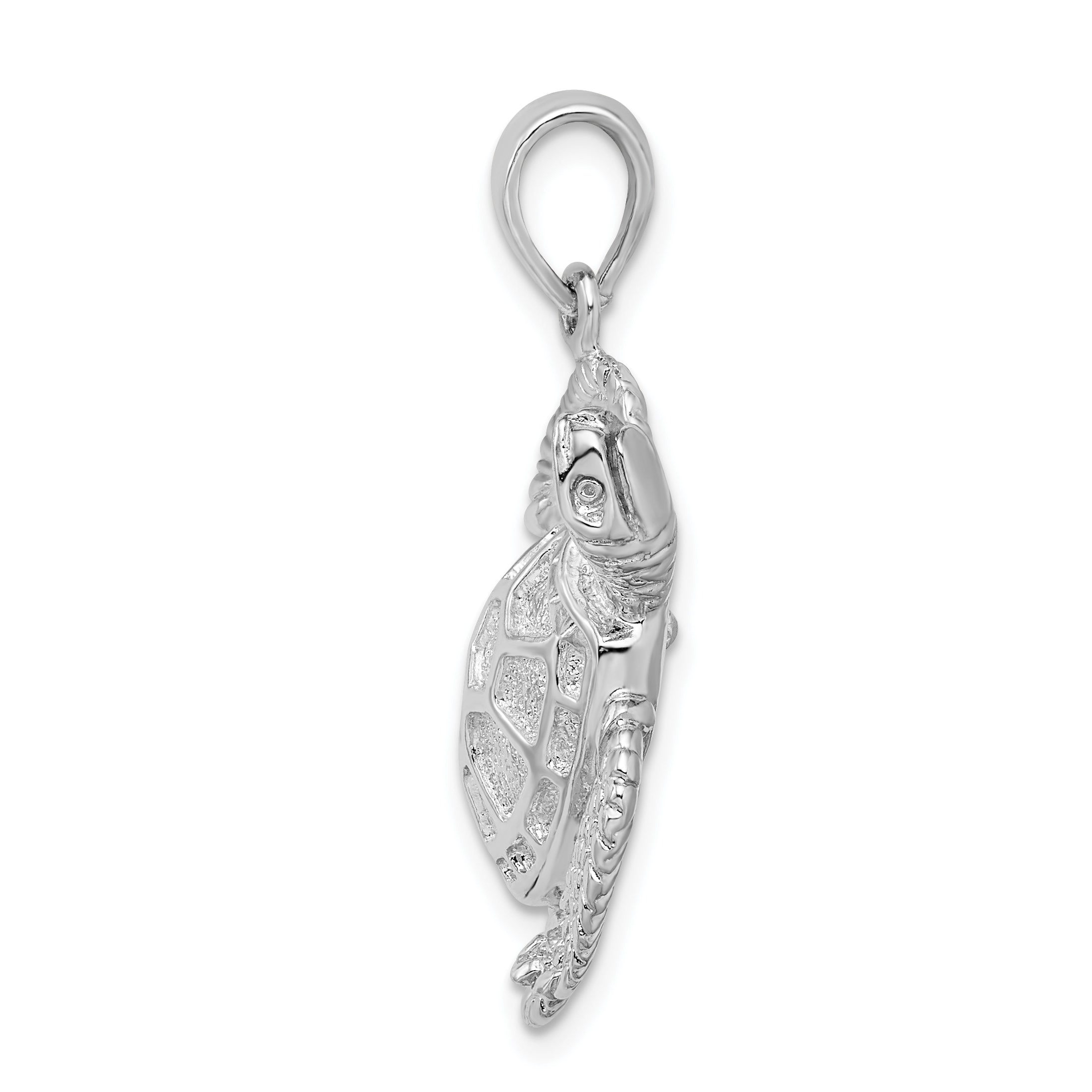 De-Ani Sterling Silver Rhodium-Plated Polished 3D Large Sea Turtle Pendant Secondary image