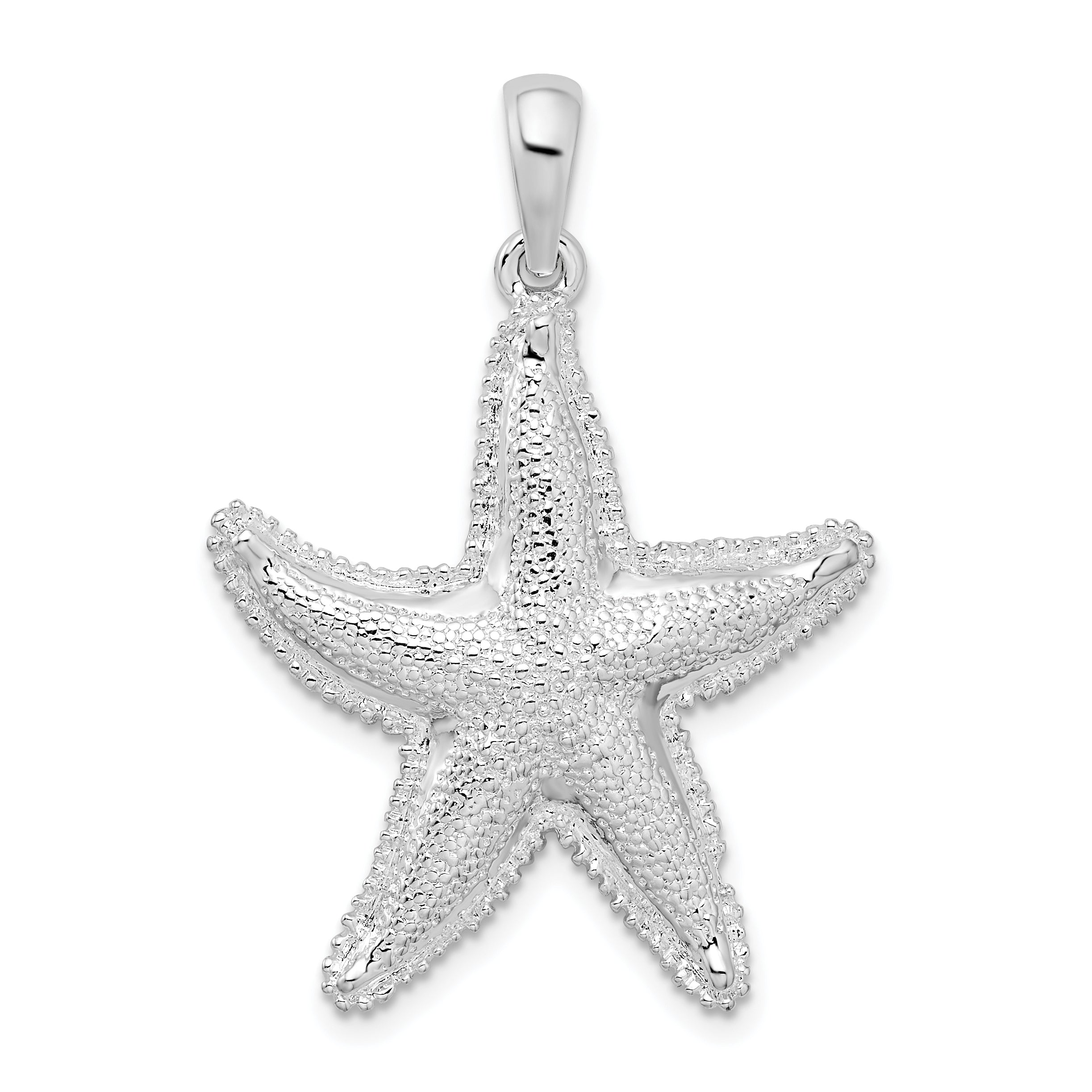 De-Ani Sterling Silver Rhodium-Plated Polished Textured Starfish Pendant Main image
