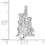 De-Ani Sterling Silver Rhodium-Plated Polished 3D Sandcastle / Shovel Pendant