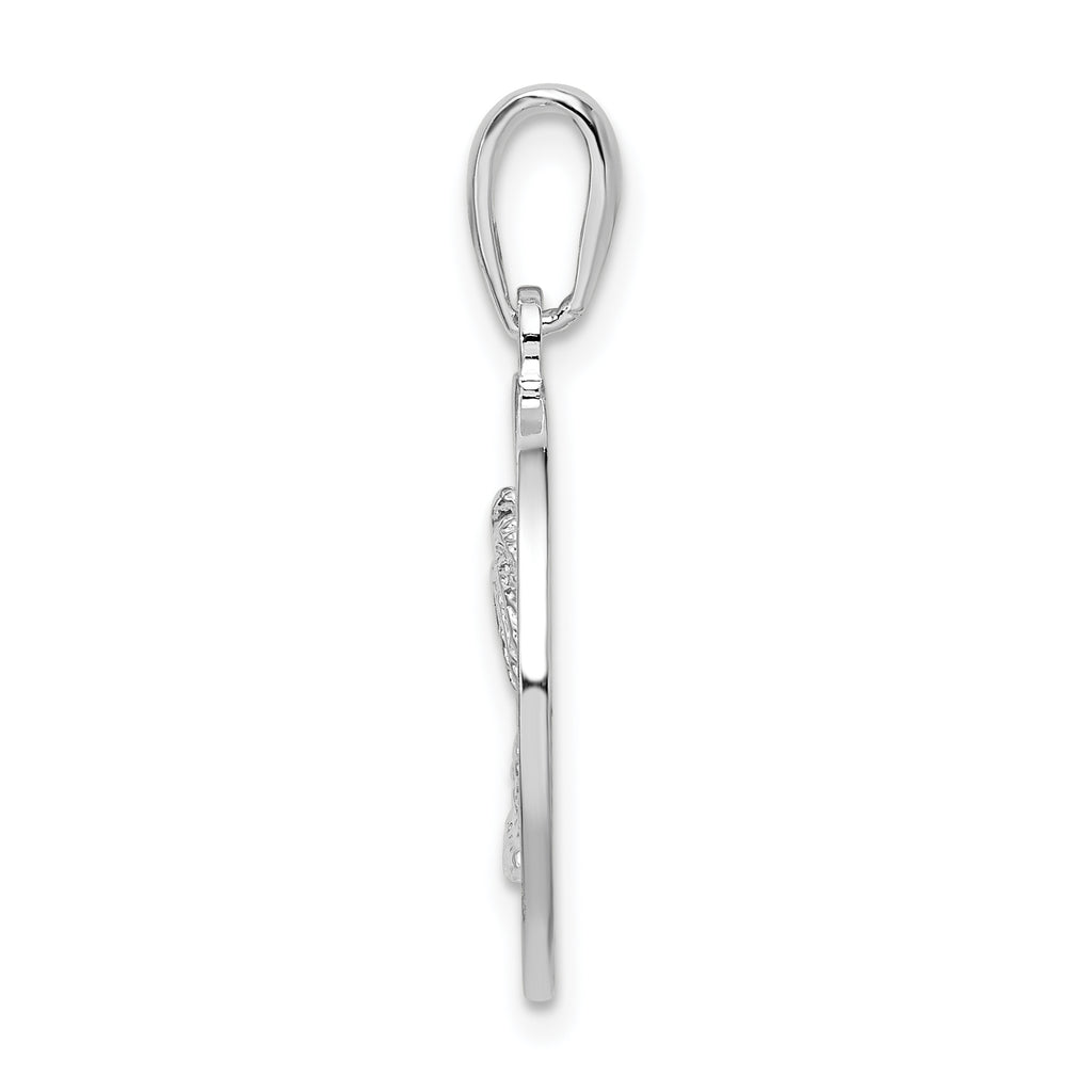 De-Ani Sterling Silver Rhodium-Plated Textured Bahamas with Palm Tree Pendant