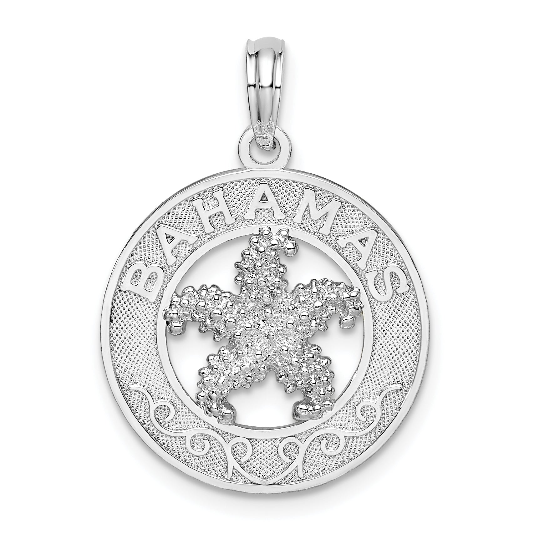 De-Ani Sterling Silver Rhodium-Plated Textured Bahamas with Starfish Pendant Main image