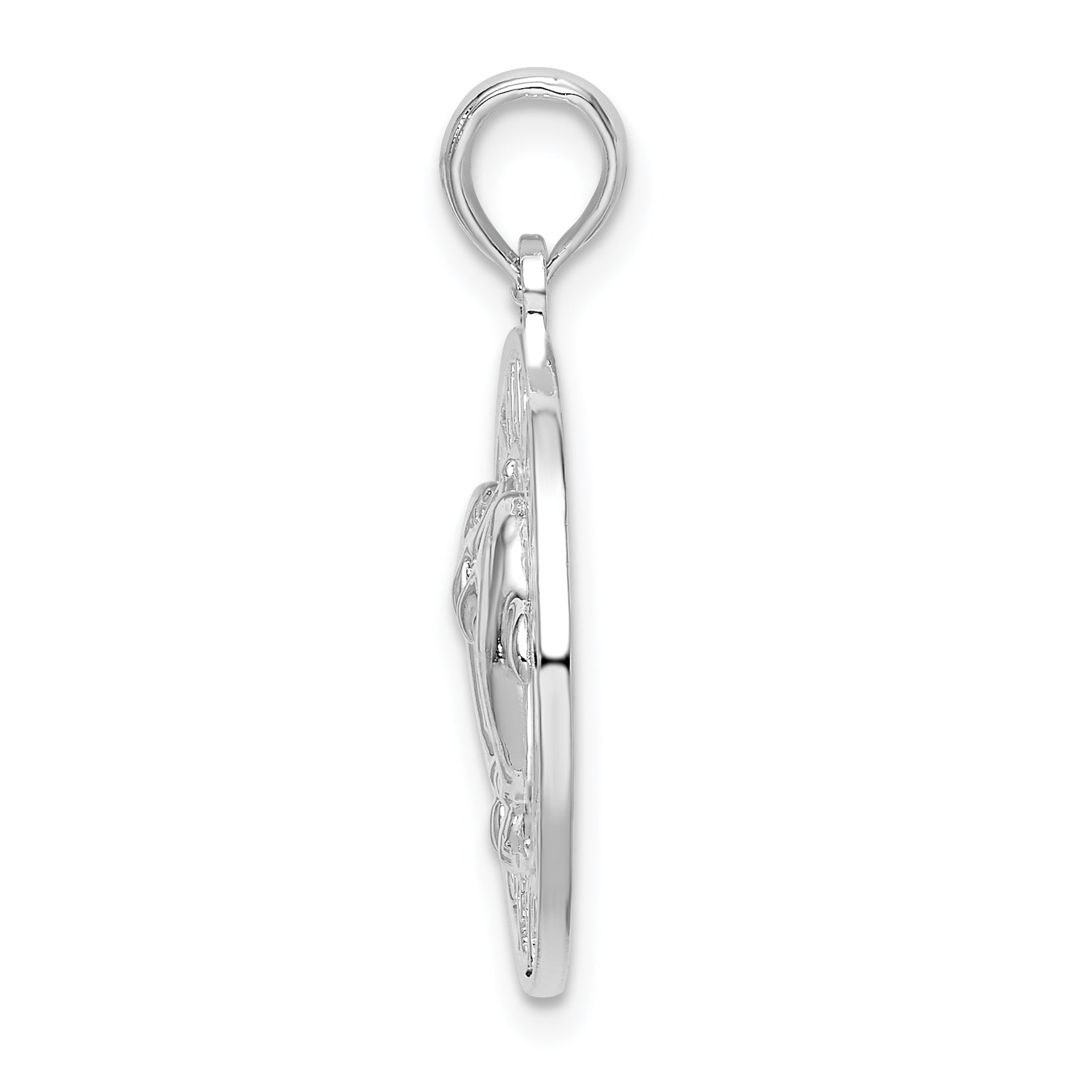De-Ani Sterling Silver Rhodium-Plated Textured Bahamas with Dolphins Pendant Secondary image
