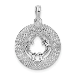 De-Ani Sterling Silver Rhodium-Plated Textured Bahamas with Dolphins Pendant