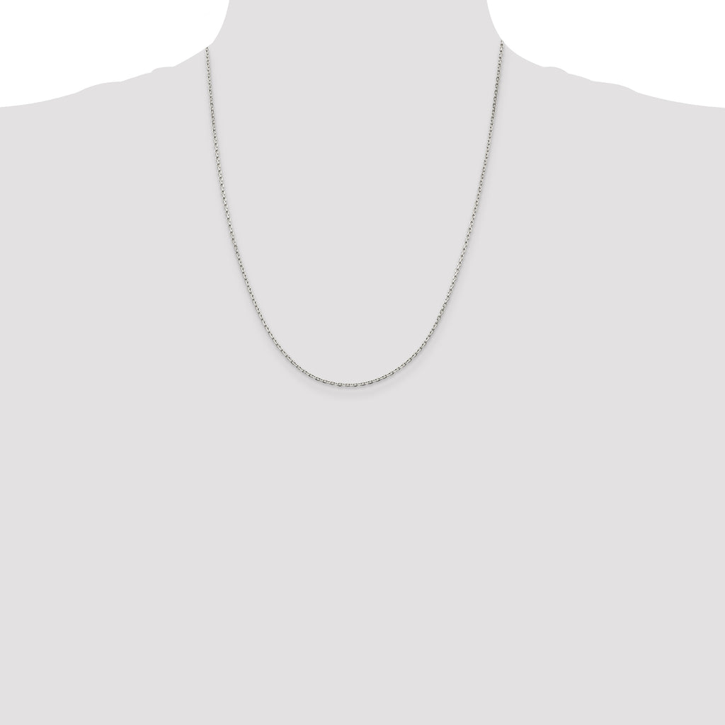Sterling Silver 1.5mm Beveled Oval Cable Chain w/ ext.