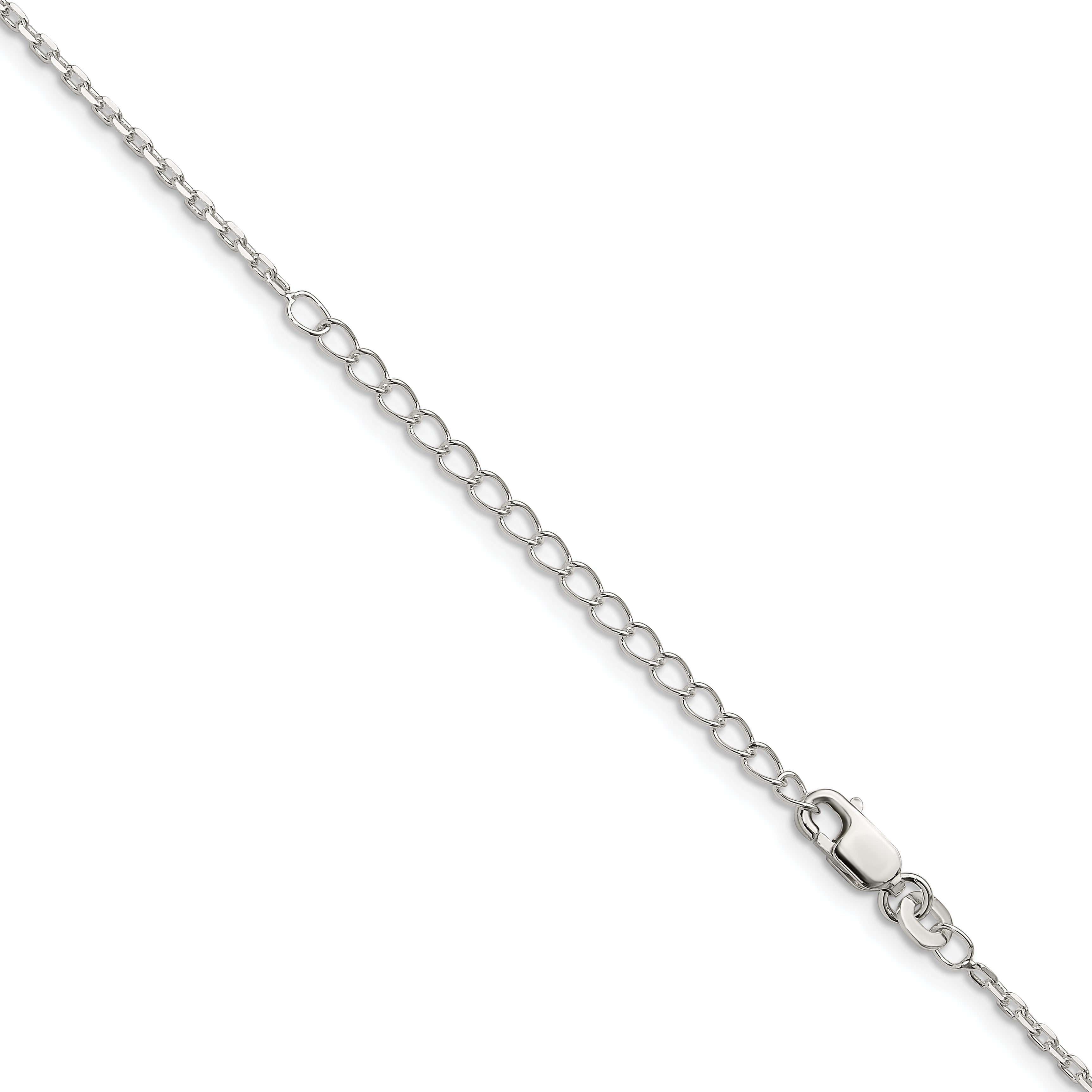 Sterling Silver 1.5mm Beveled Oval Cable Chain With 2in ext.