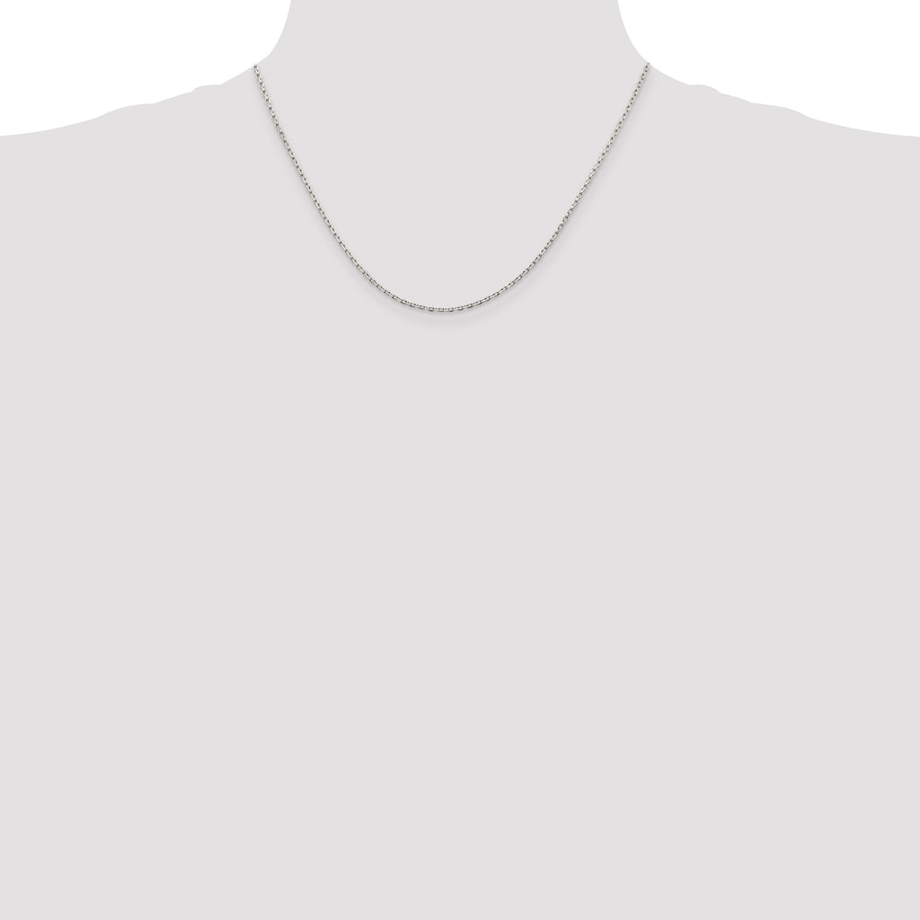 Sterling Silver Rhodium-plated 1.5mm Beveled Oval Cable Chain