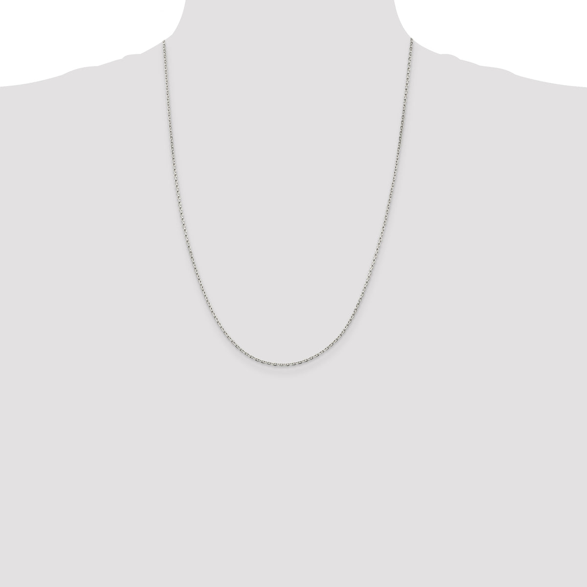 Sterling Silver Rhodium-plated 1.5mm Beveled Oval Cable Chain