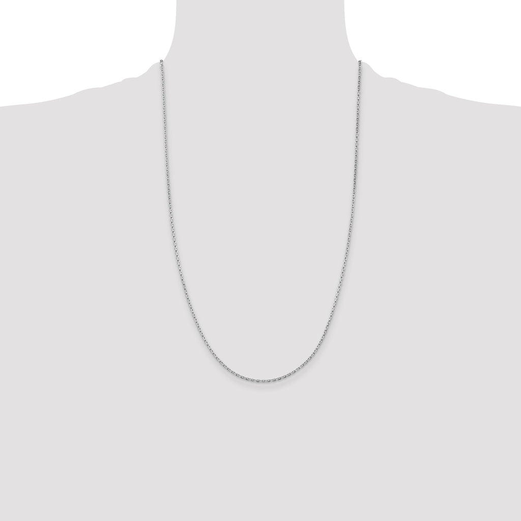 Sterling Silver Rhodium-plated 1.5mm Beveled Oval Cable Chain