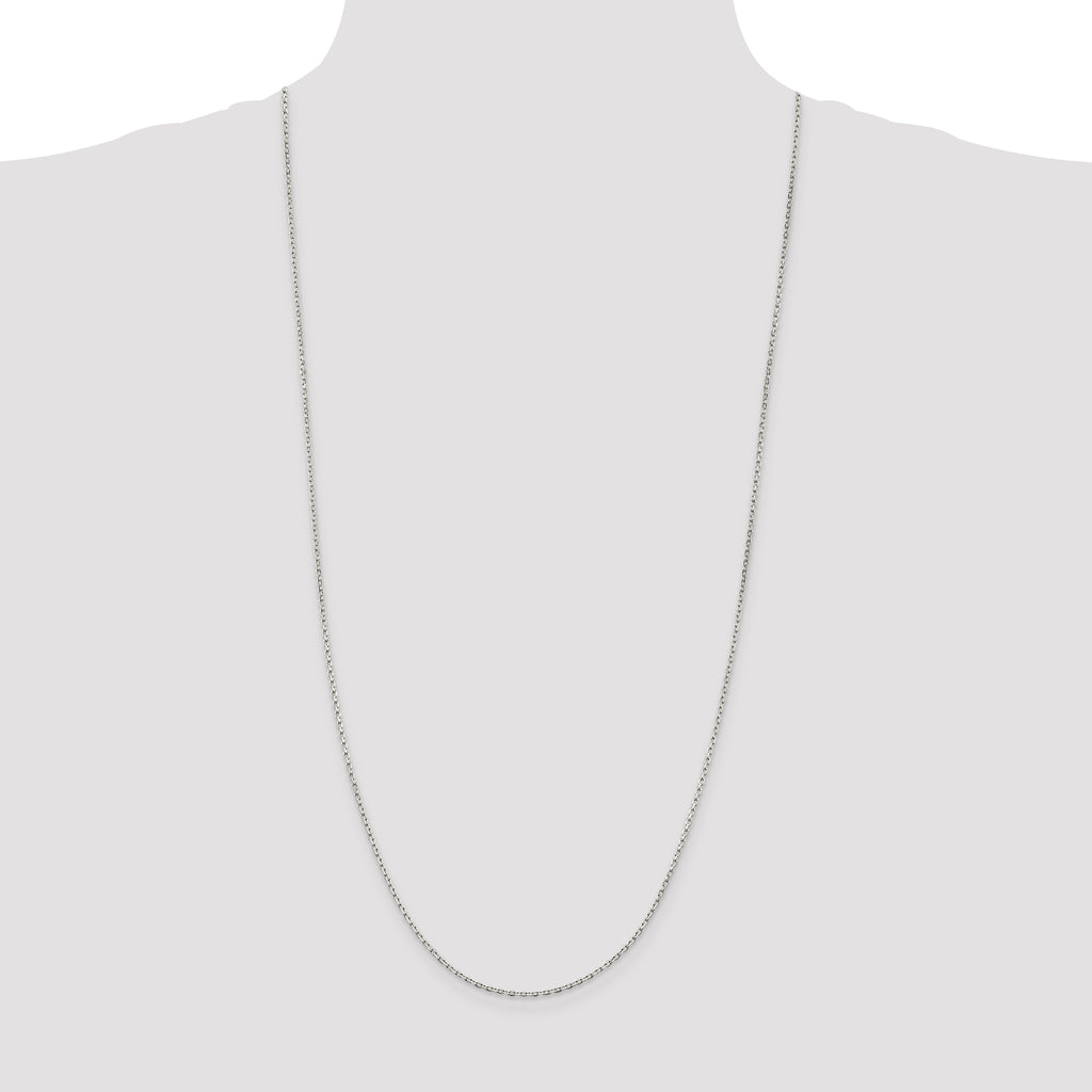 Sterling Silver Rhodium-plated 1.5mm Beveled Oval Cable Chain