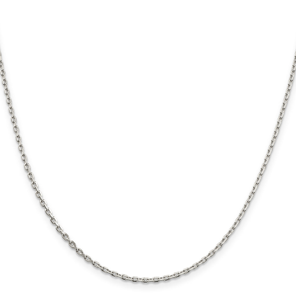 Sterling Silver 2mm Beveled Oval Cable Chain With 4in ext.