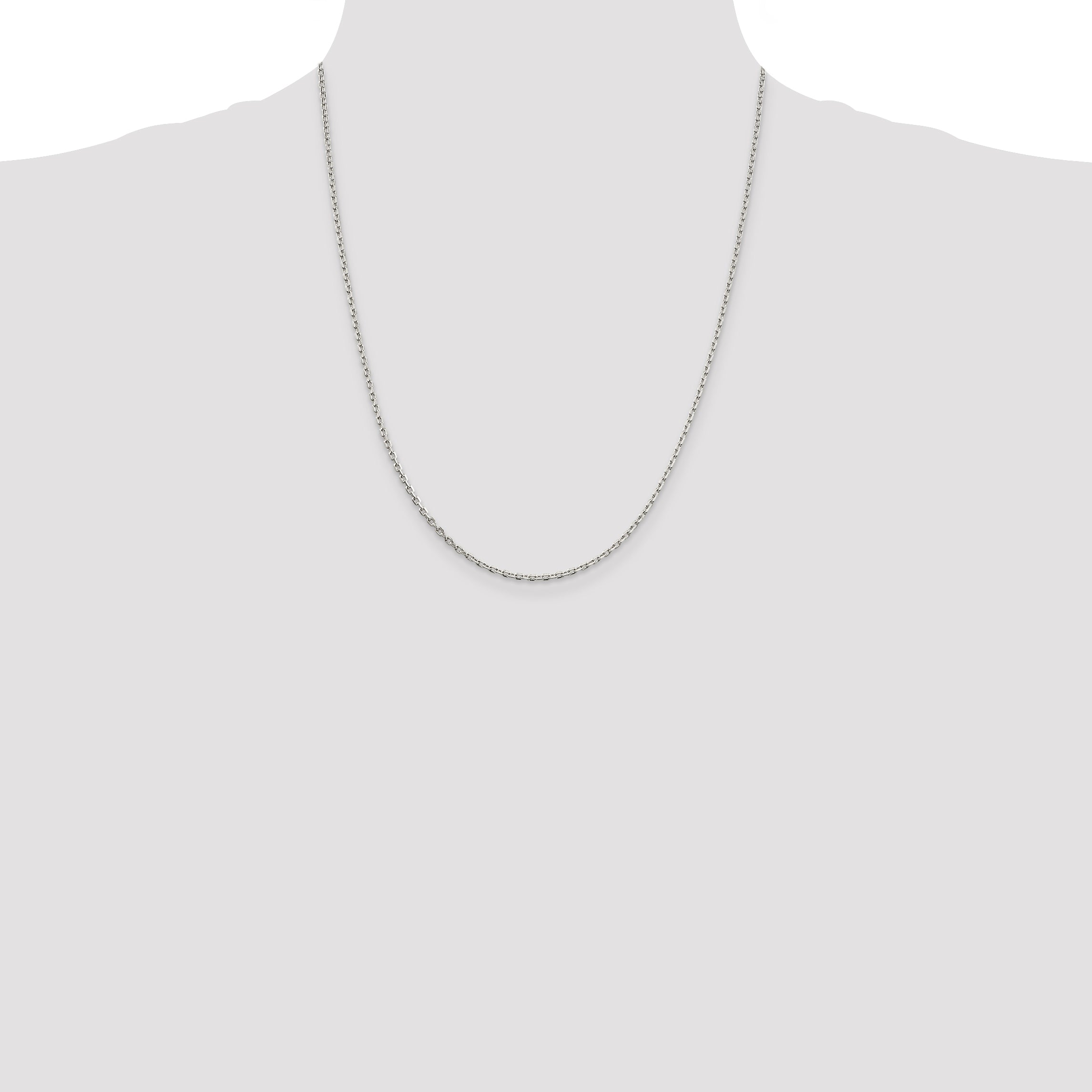 Sterling Silver 2mm Beveled Oval Cable Chain With 4in ext.