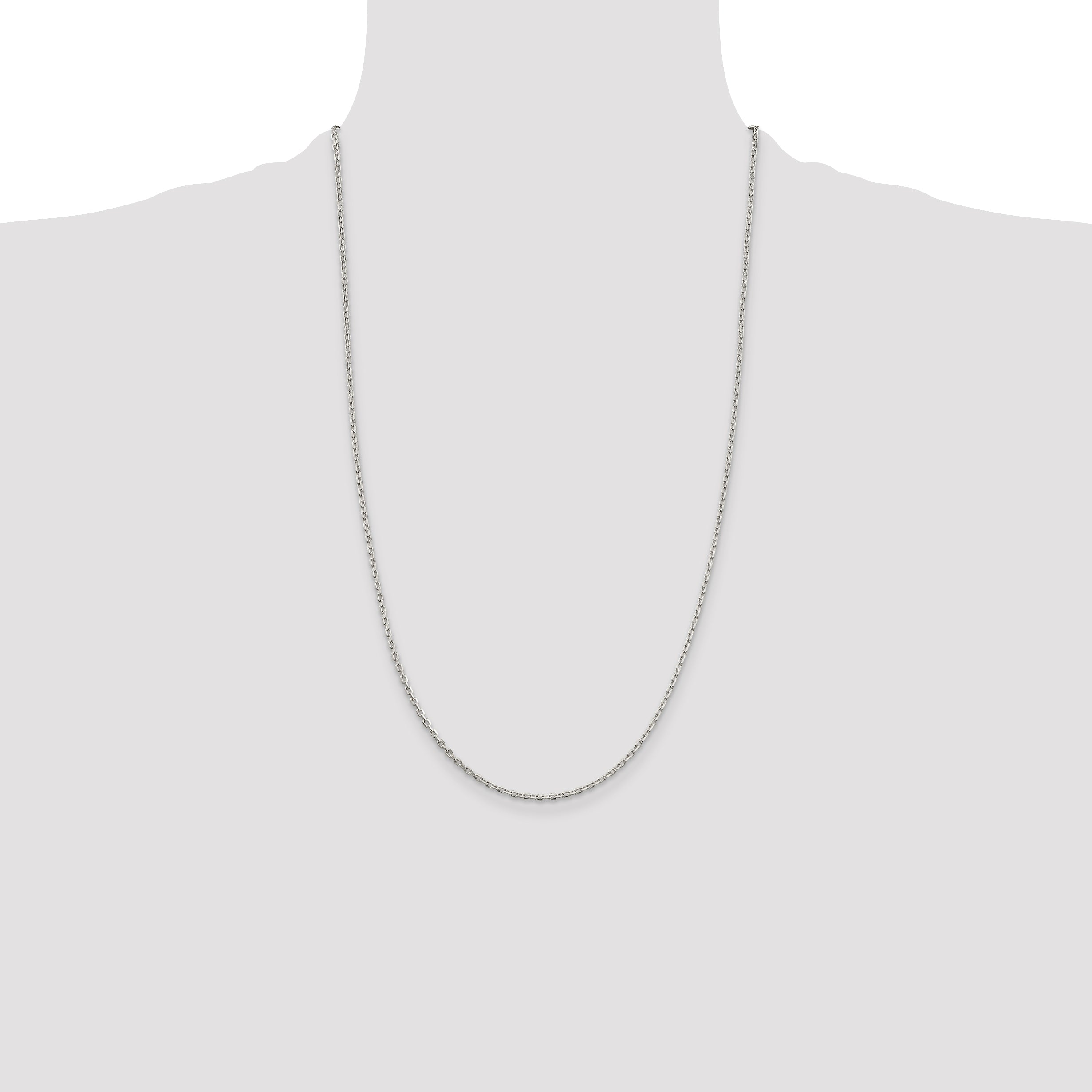 Sterling Silver 2mm Beveled Oval Cable Chain