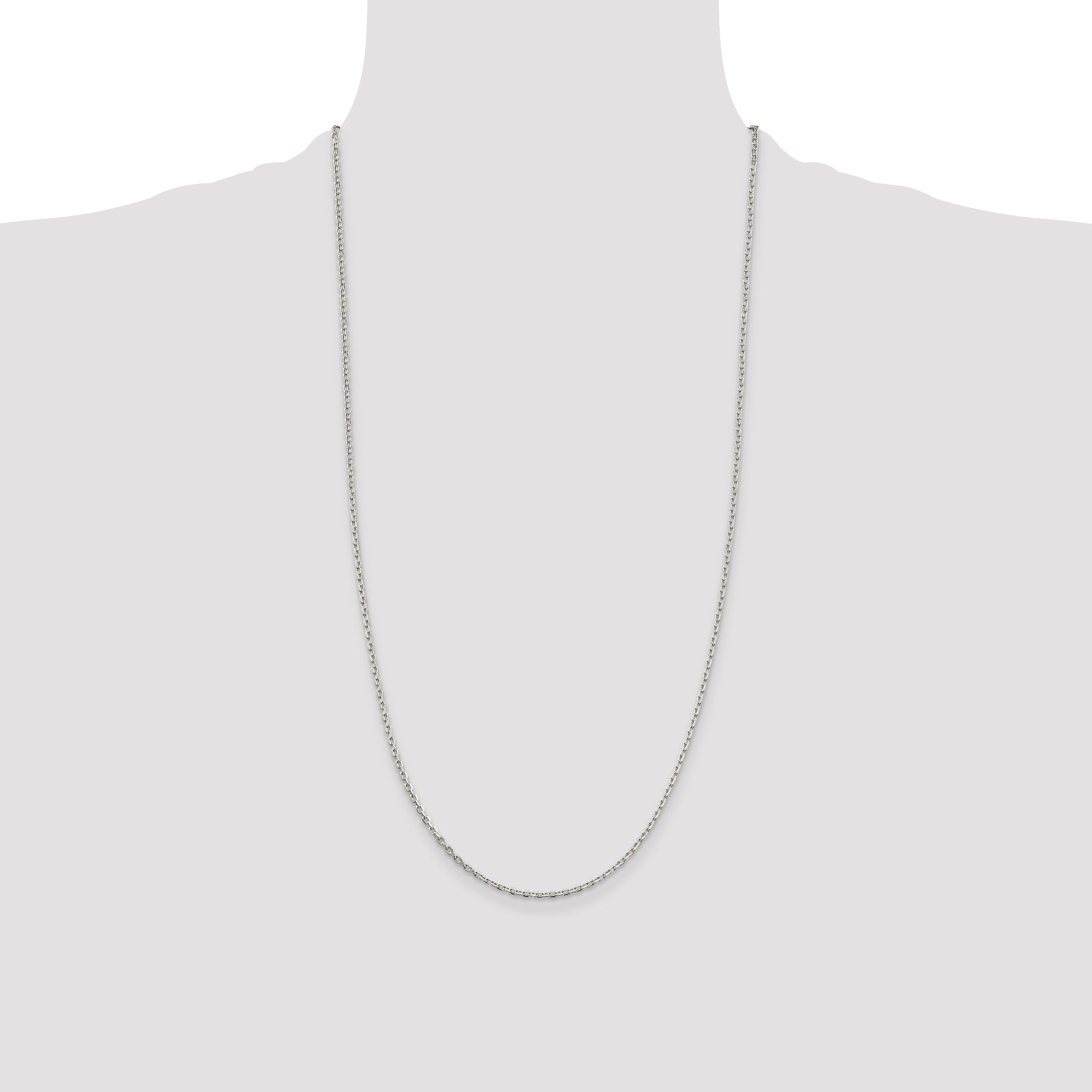 Sterling Silver 2mm Beveled Oval Cable Chain