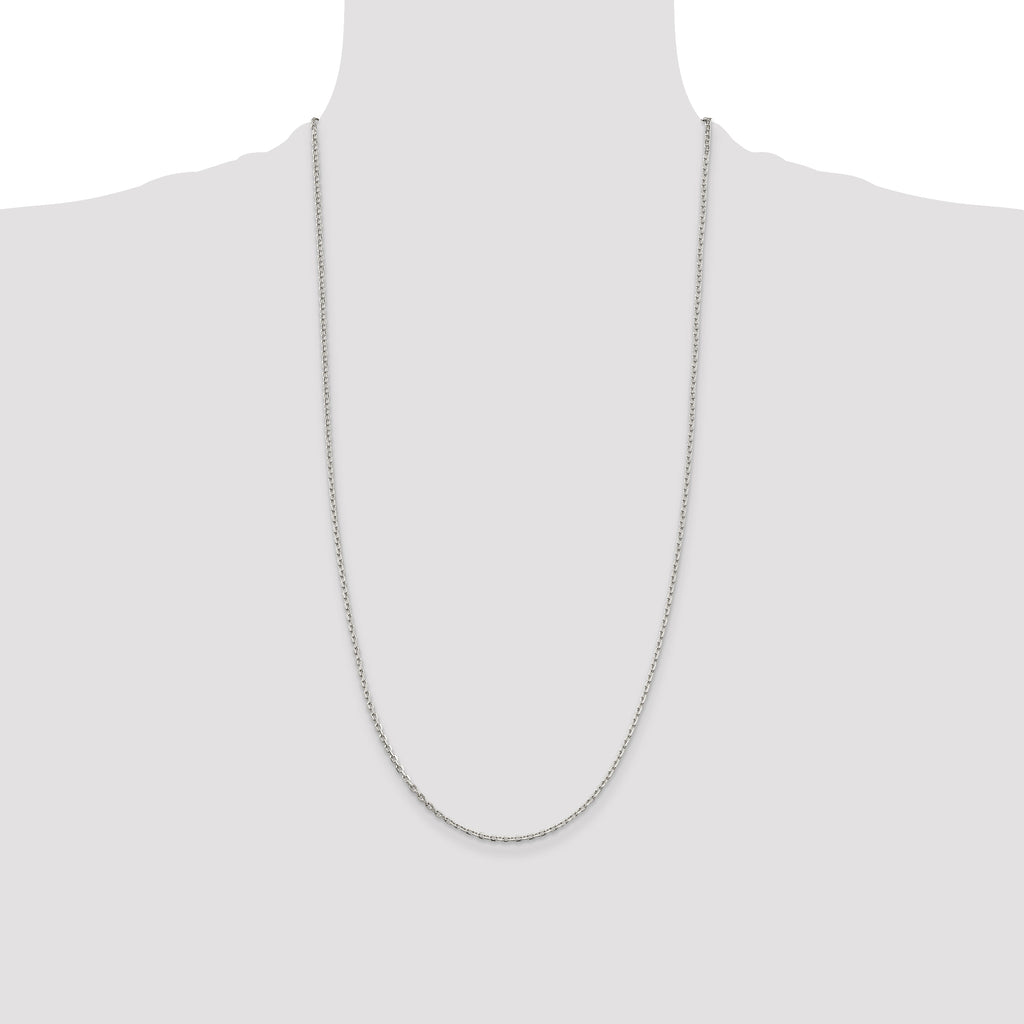 Sterling Silver 2mm Beveled Oval Cable Chain