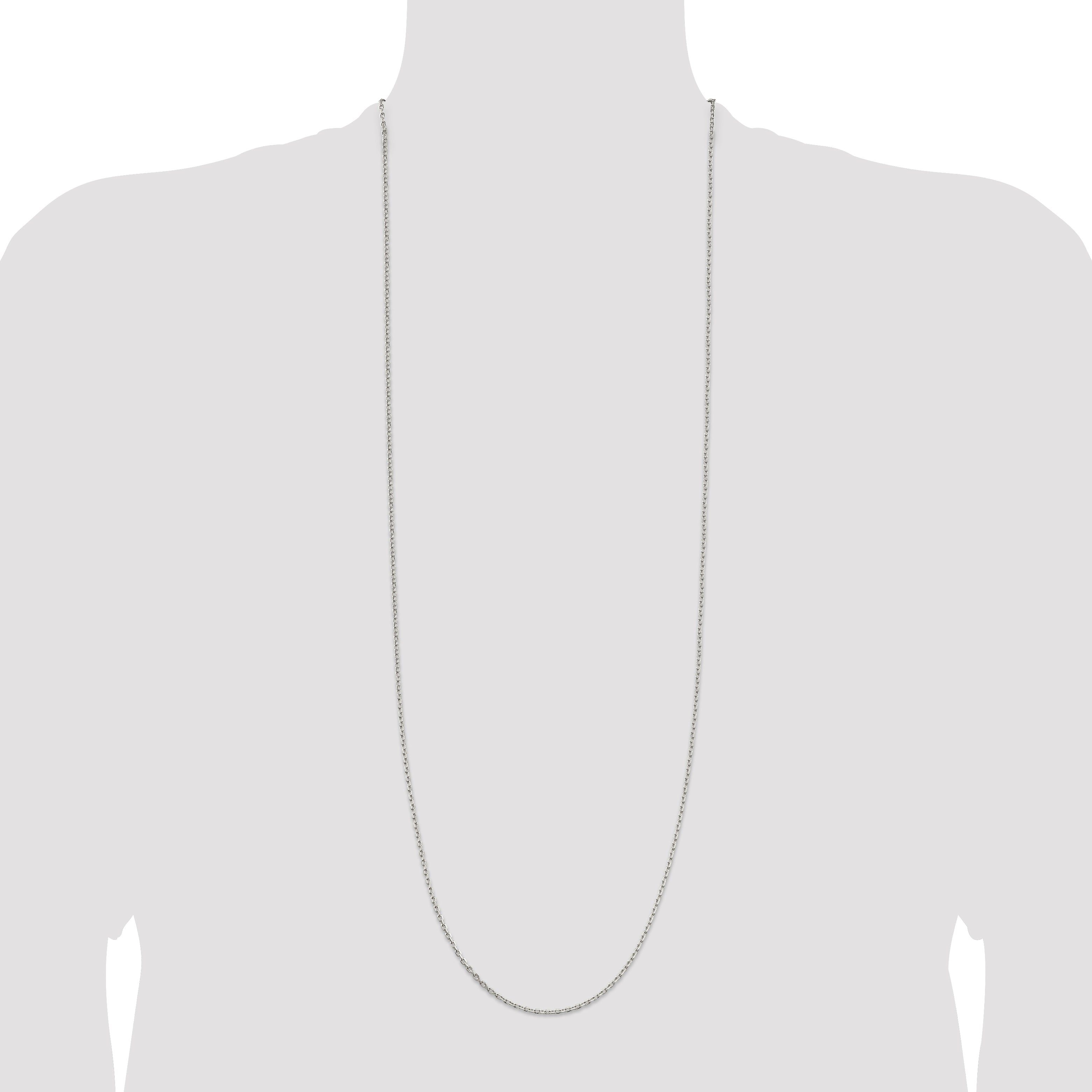 Sterling Silver 2mm Beveled Oval Cable Chain