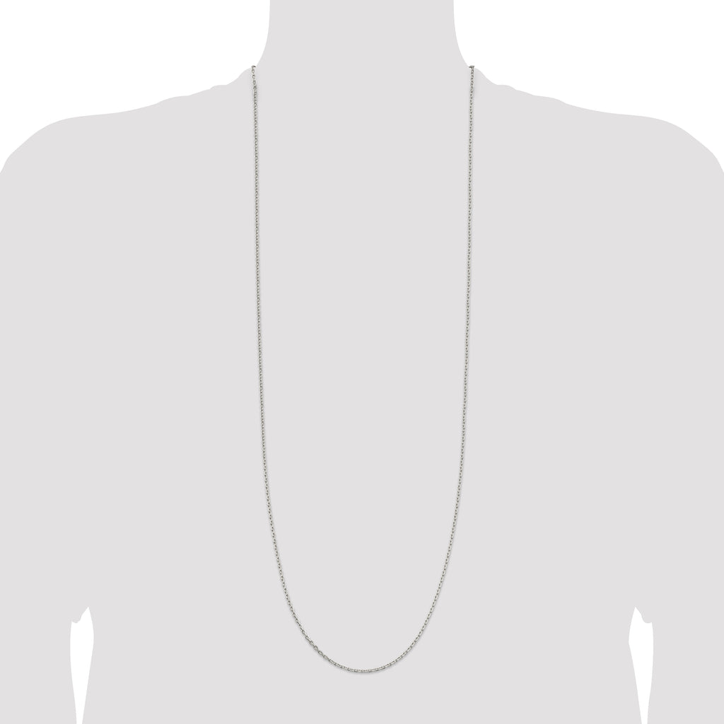 Sterling Silver 2mm Beveled Oval Cable Chain