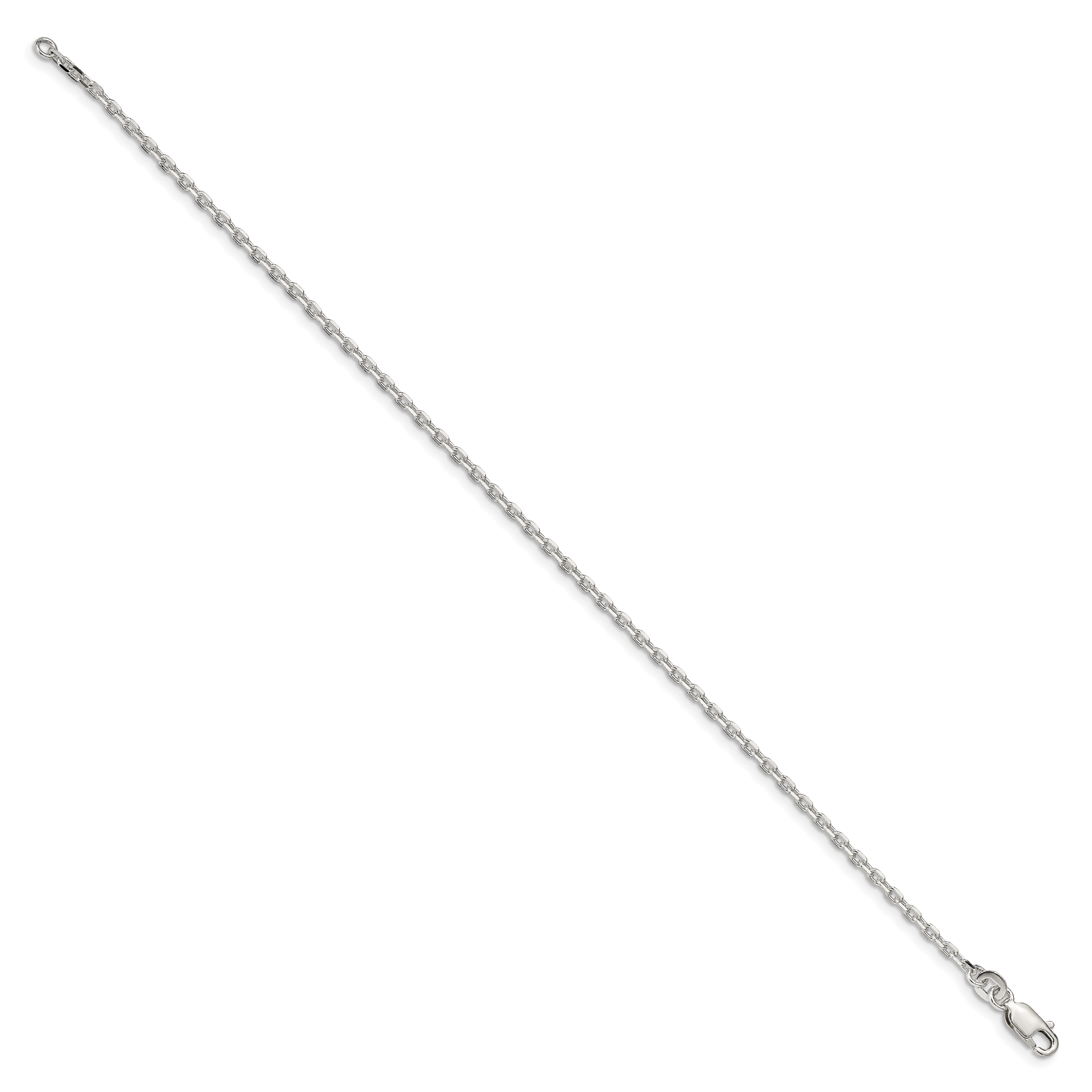 Sterling Silver 2mm Beveled Oval Cable Chain