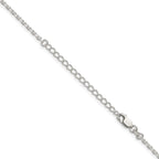 Sterling Silver 2mm Beveled Oval Cable Chain With 2in ext.