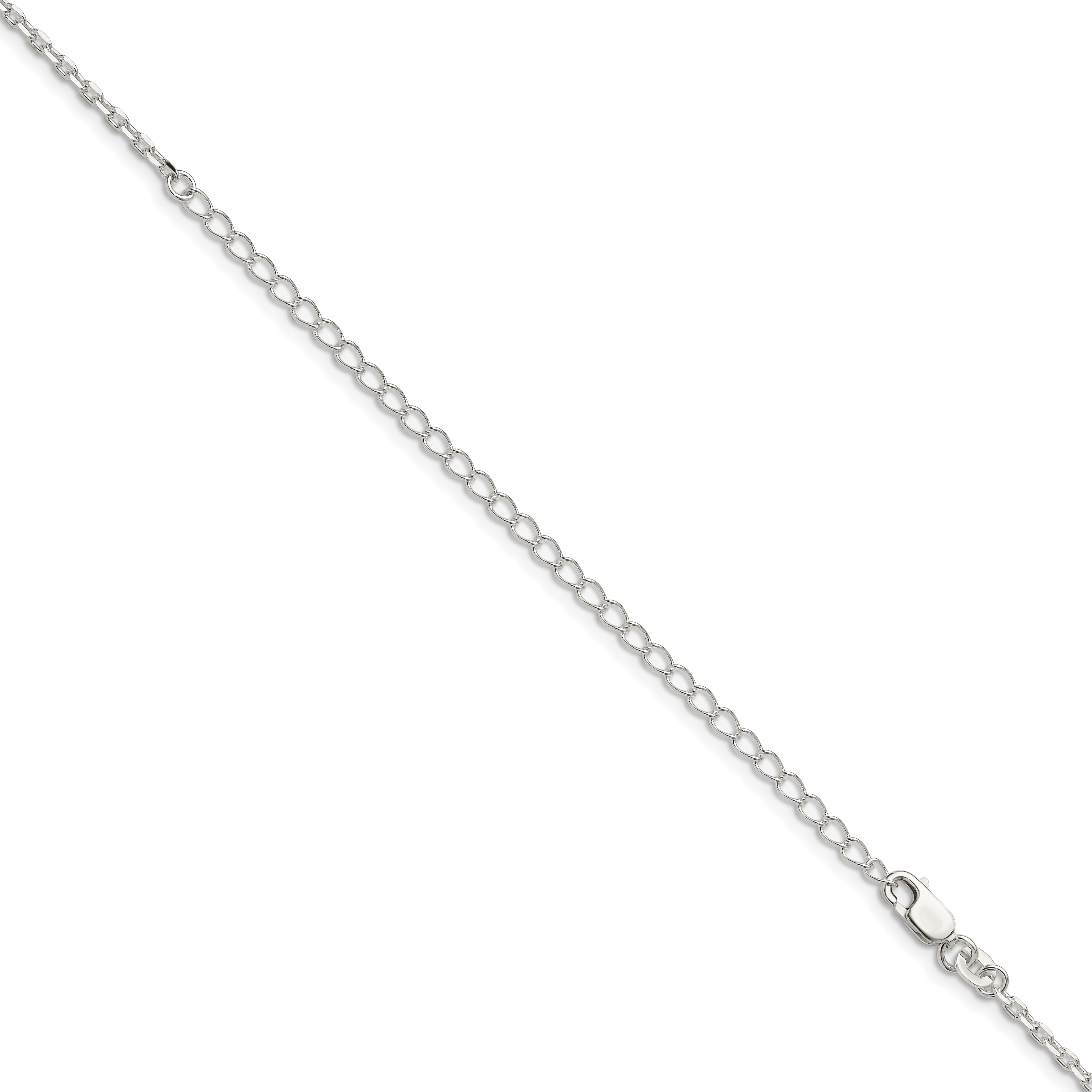 Sterling Silver 2mm Beveled Oval Cable Chain With 4in ext.