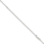 Sterling Silver 2mm Beveled Oval Cable Chain With 4in ext.