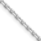 Sterling Silver Rhodium-plated 2mm Beveled Oval Cable Chain