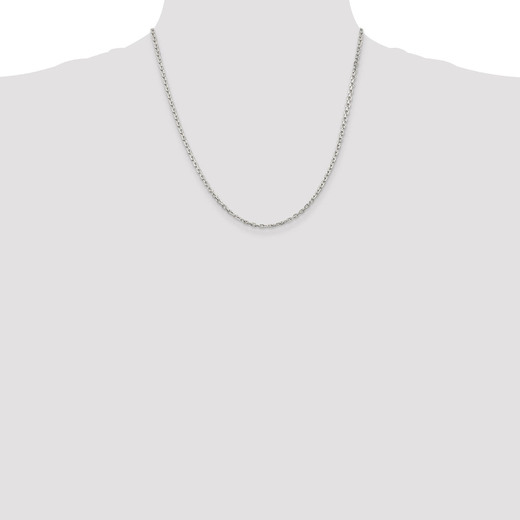 Sterling Silver 2.75mm Beveled Oval Cable Chain