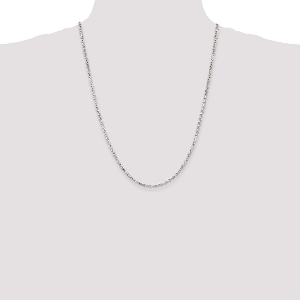 Sterling Silver 2.75mm Beveled Oval Cable Chain