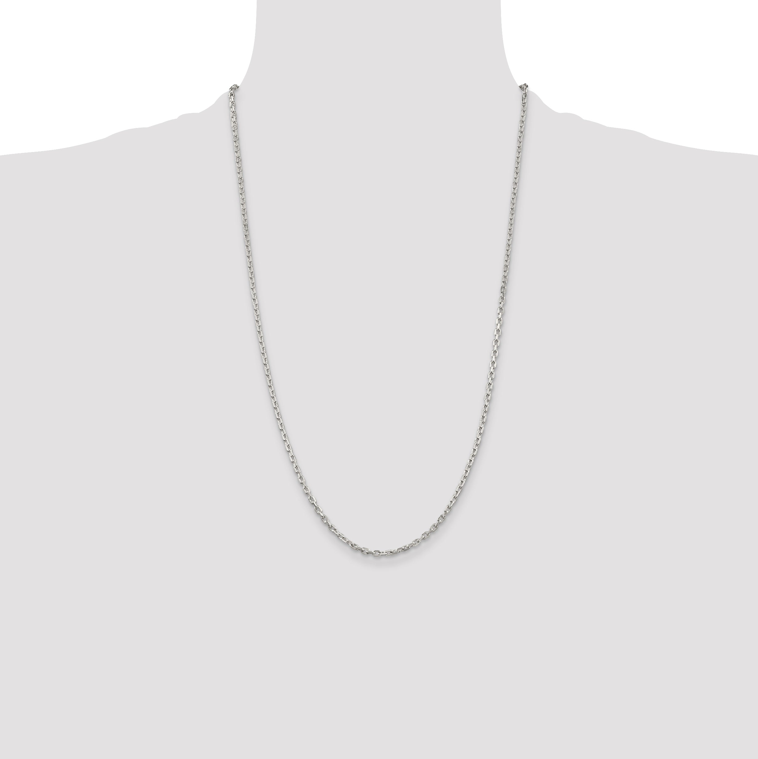 Sterling Silver 2.75mm Beveled Oval Cable Chain