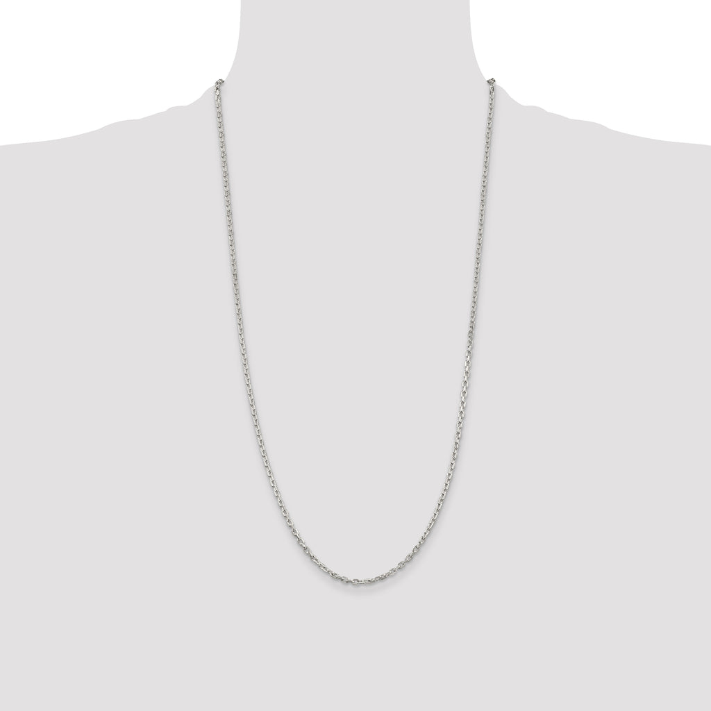 Sterling Silver 2.75mm Beveled Oval Cable Chain