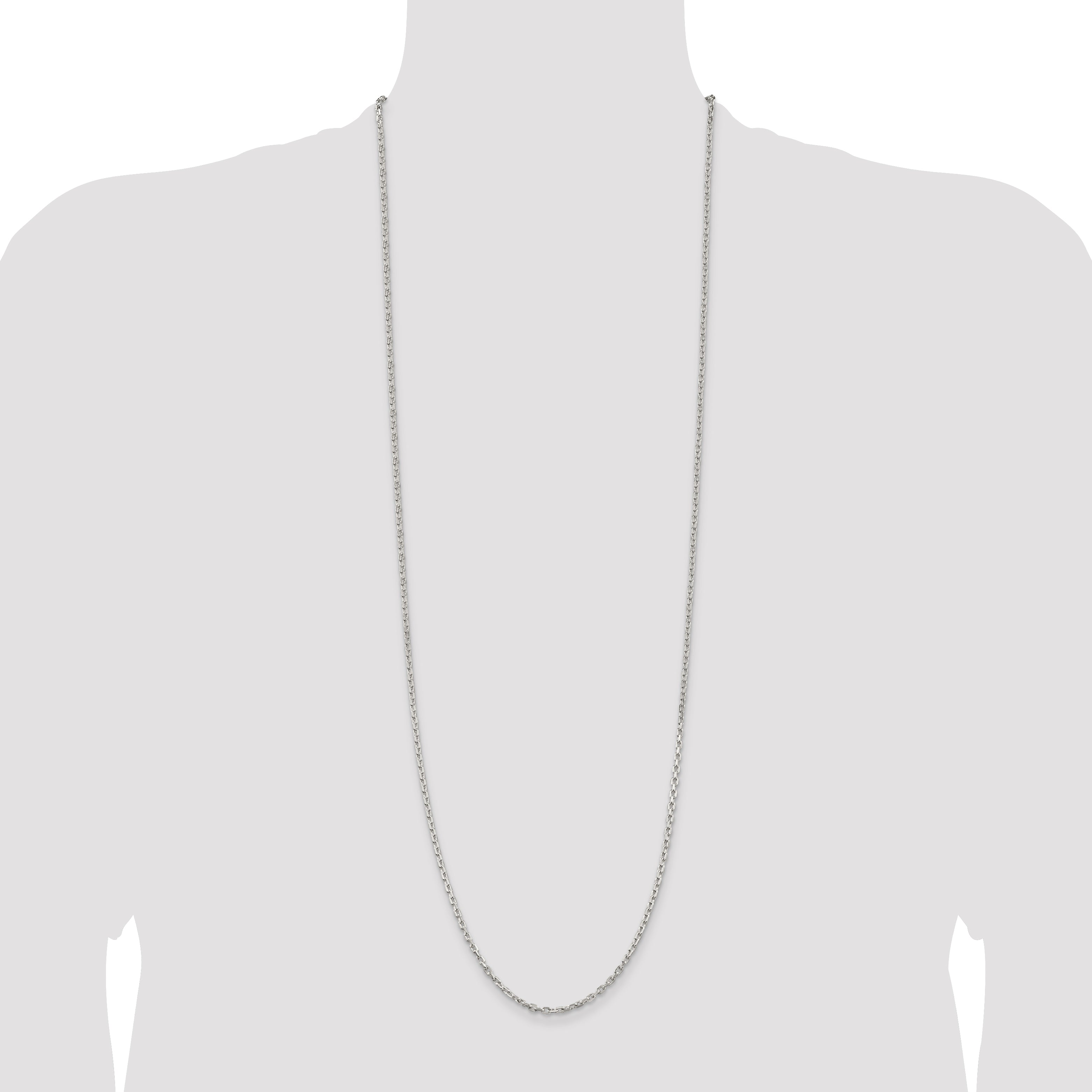 Sterling Silver 2.75mm Beveled Oval Cable Chain