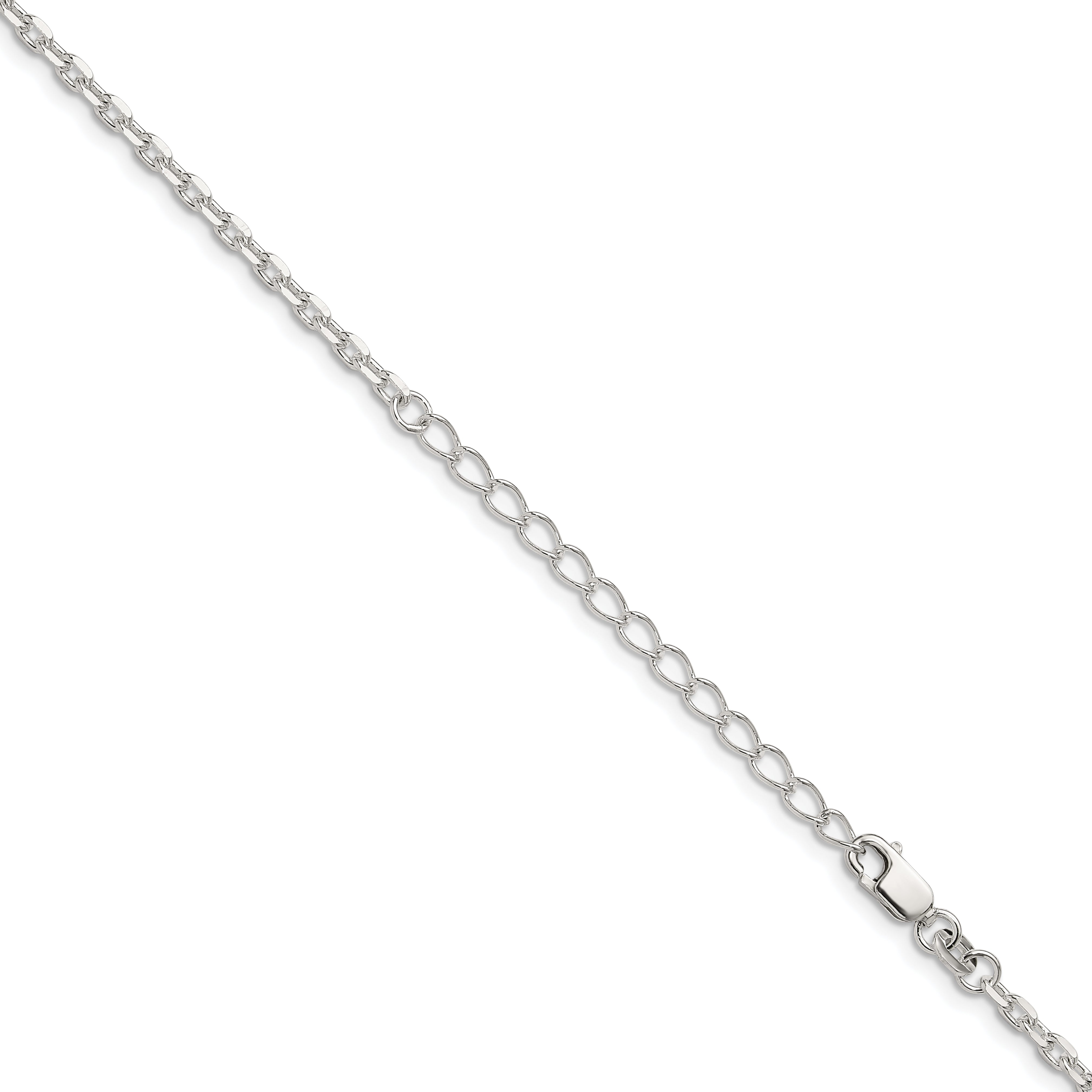 Sterling Silver 2.75mm Beveled Oval Cable Chain With 2in ext.