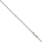 Sterling Silver 2.75mm Beveled Oval Cable Chain With 2in ext.