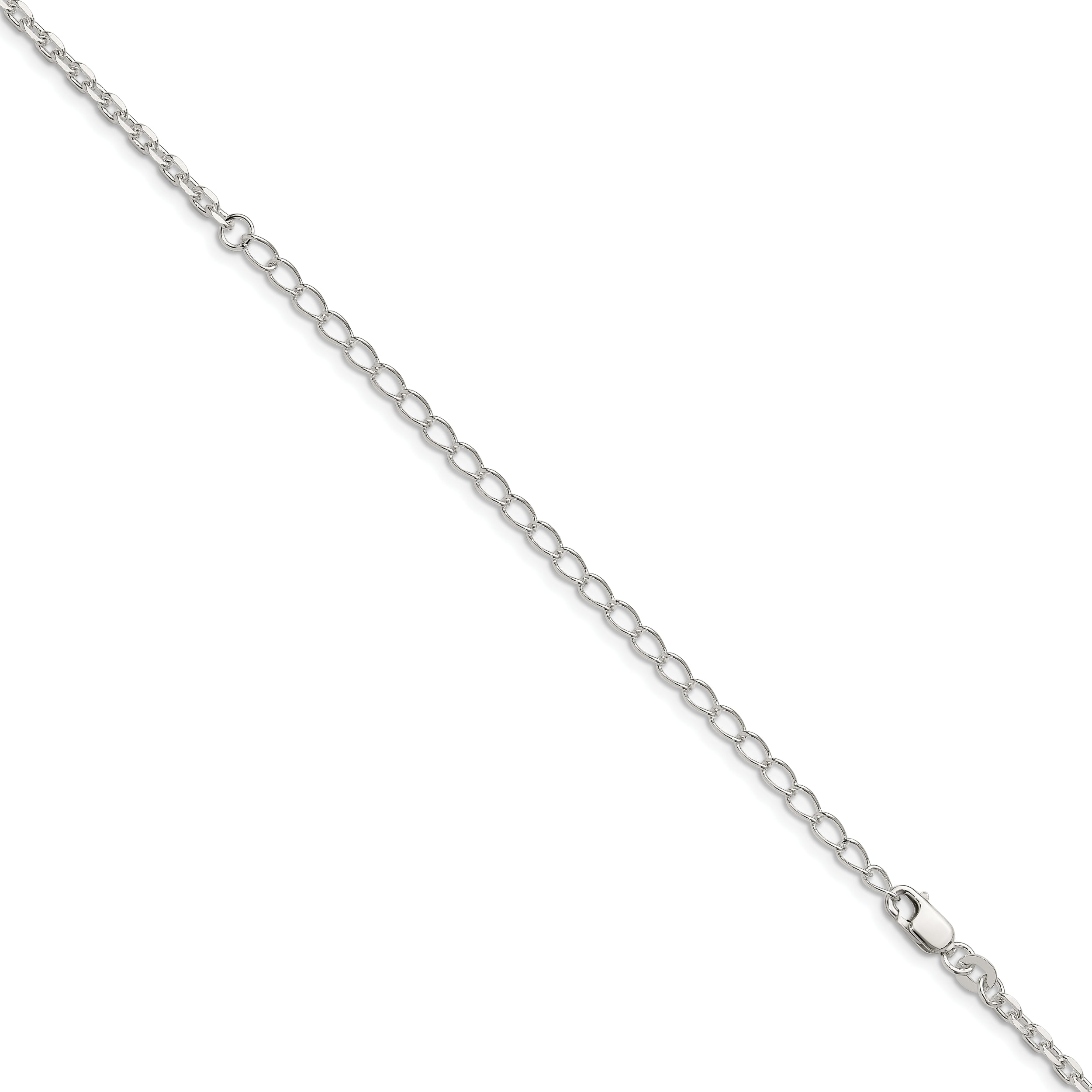 Sterling Silver 2.75mm Beveled Oval Cable Chain With 4in ext.