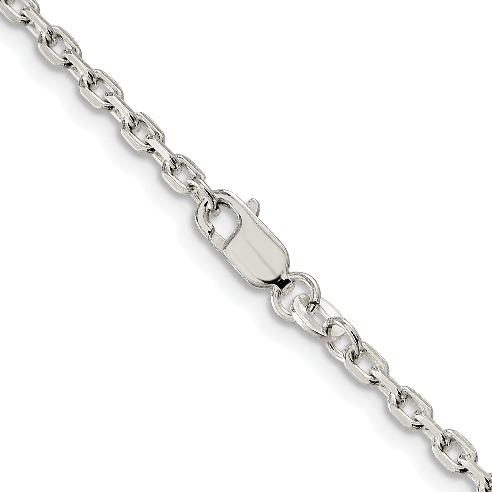 Sterling Silver Rhodium-plated 2.75mm Beveled Oval Cable Chain