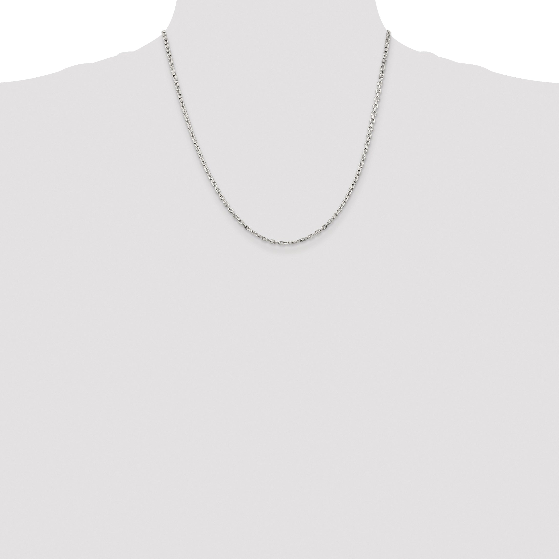 Sterling Silver Rhodium-plated 2.75mm Beveled Oval Cable Chain