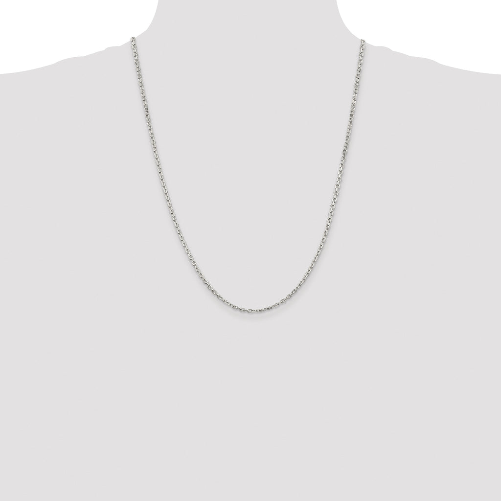 Sterling Silver Rhodium-plated 2.75mm Beveled Oval Cable Chain